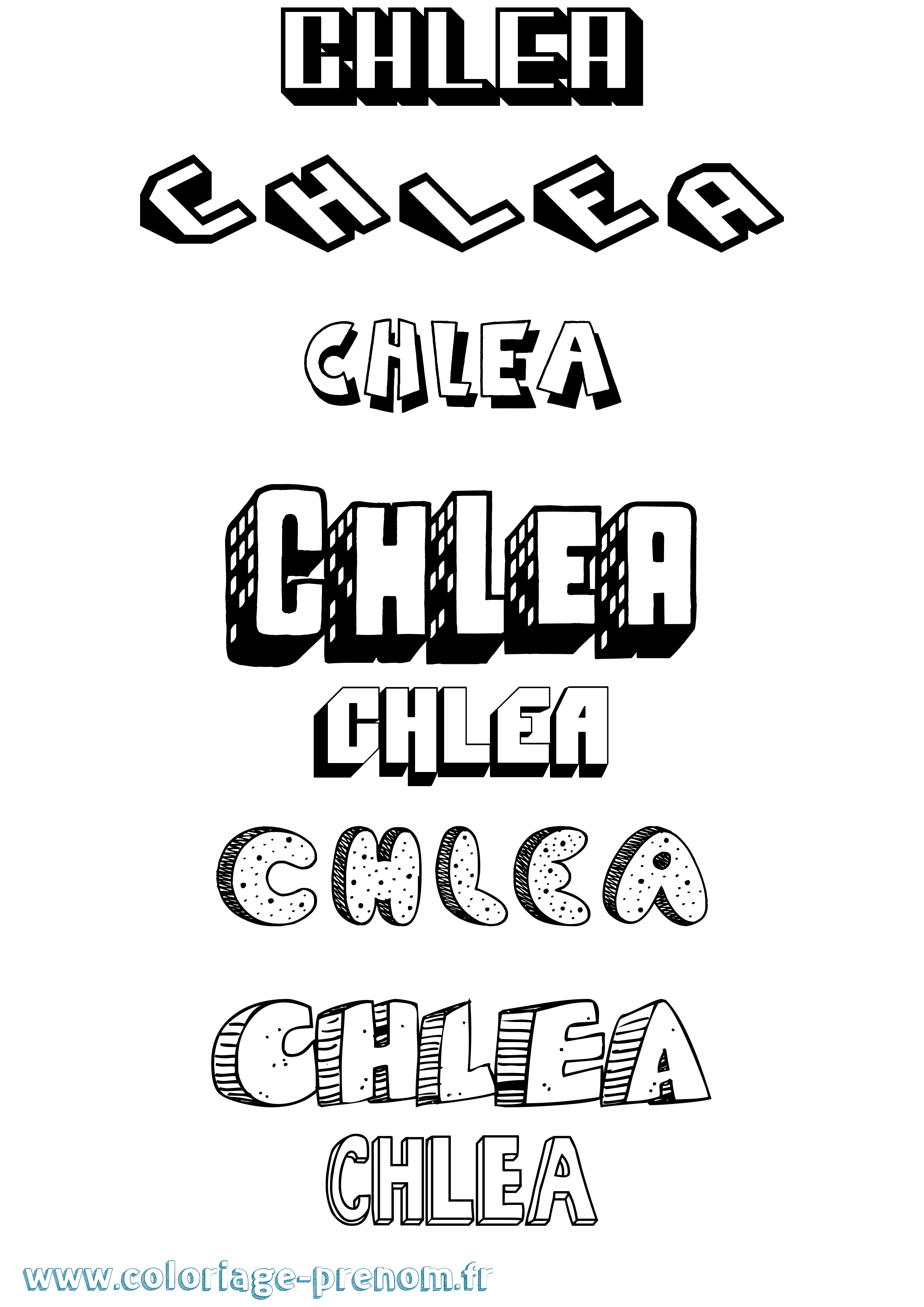 Coloriage prénom Chlea Effet 3D