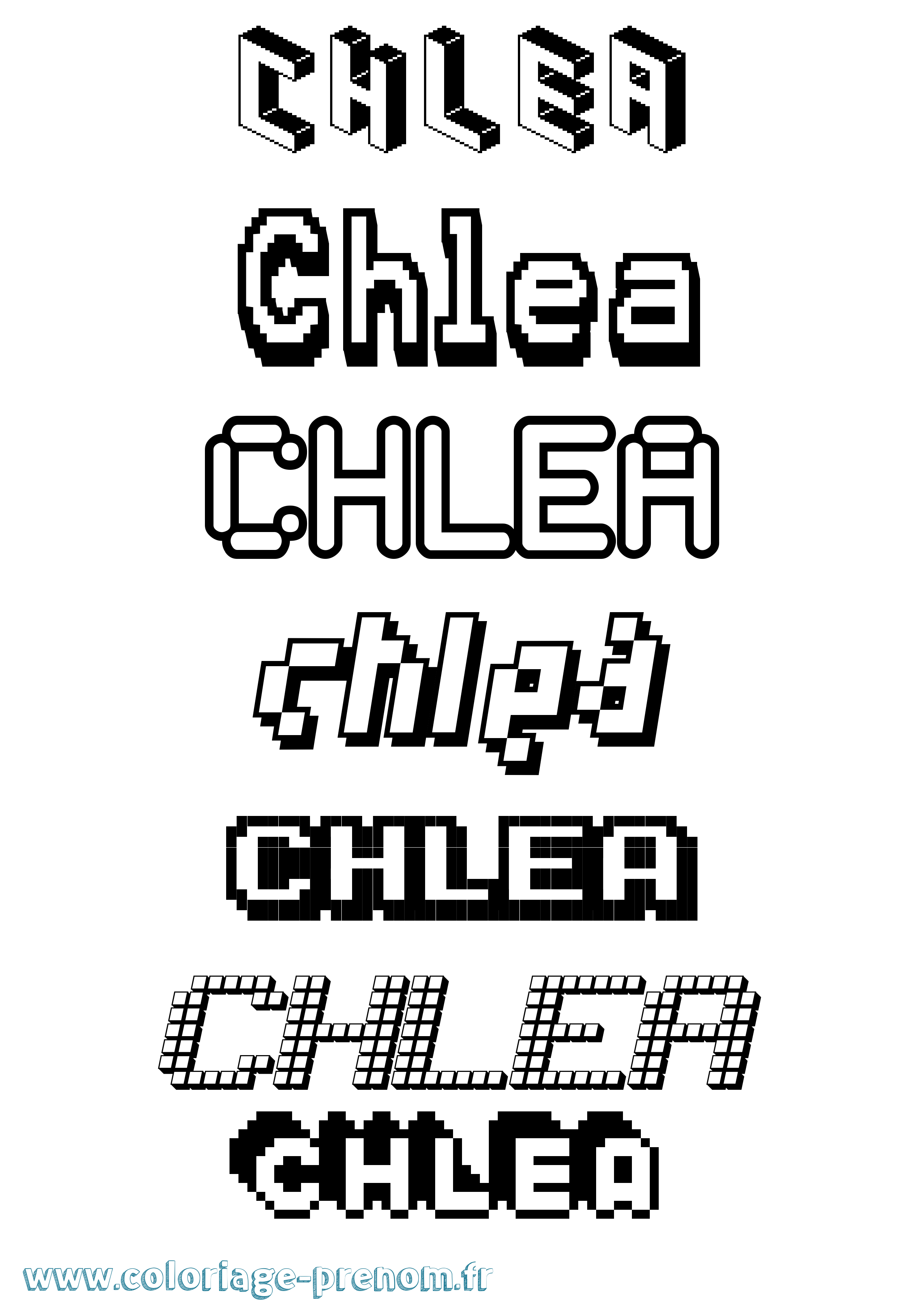 Coloriage prénom Chlea Pixel