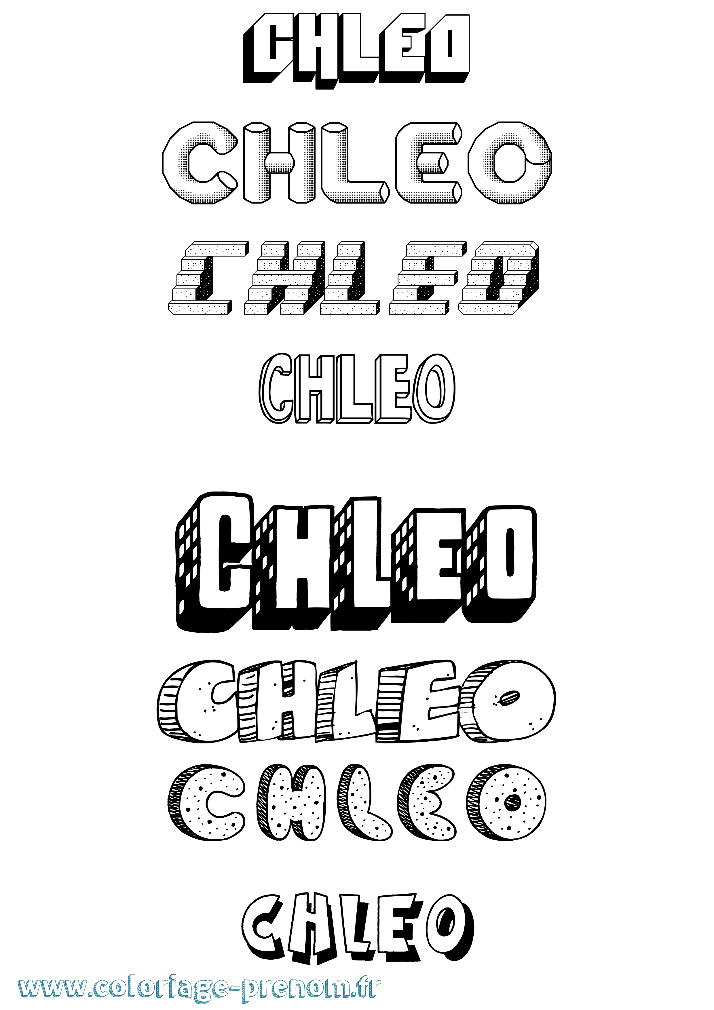 Coloriage Chleo Effet 3D Coloriage prénom Chleo Effet 3D