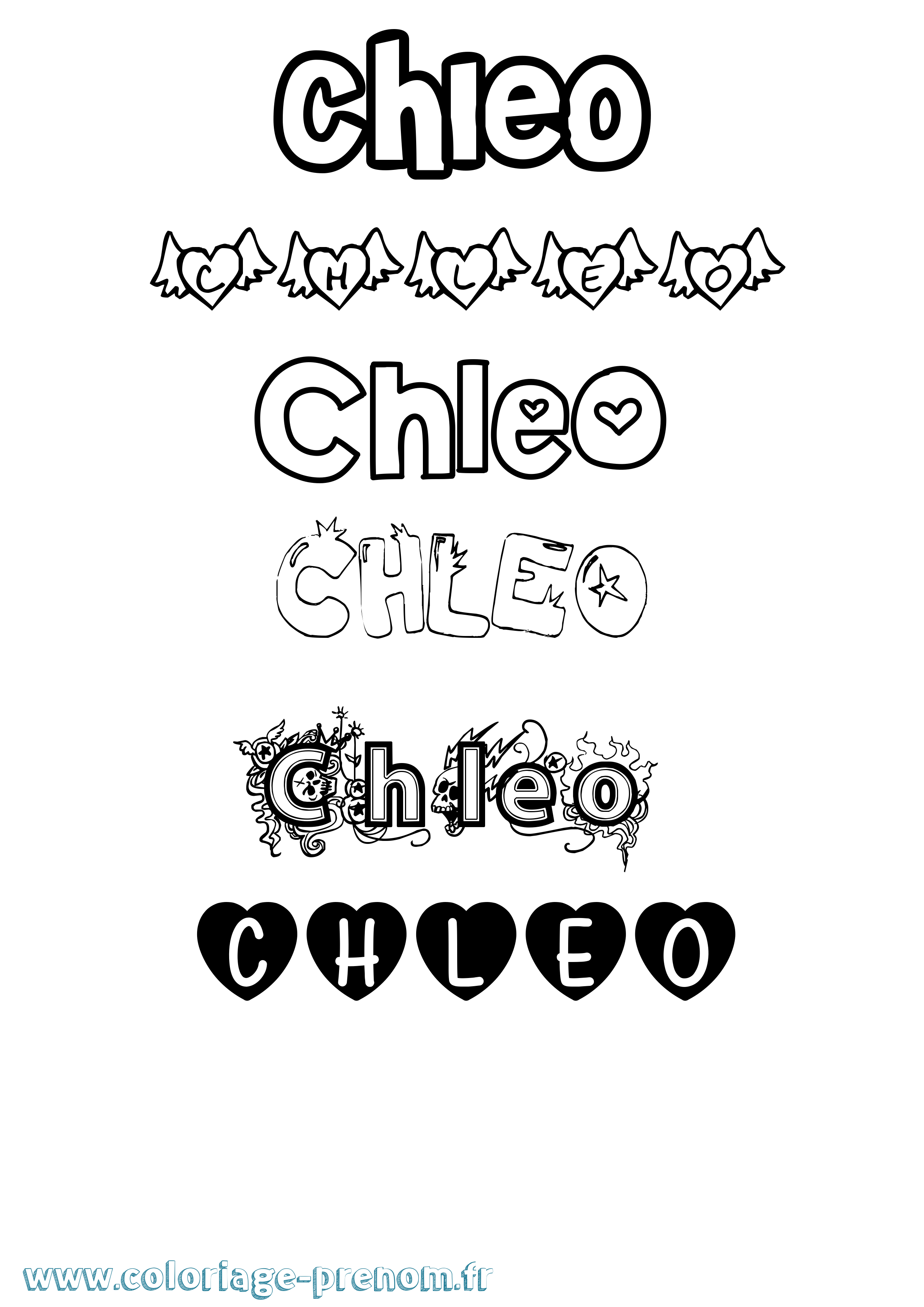 Coloriage Chleo Girly Coloriage prénom Chleo Girly