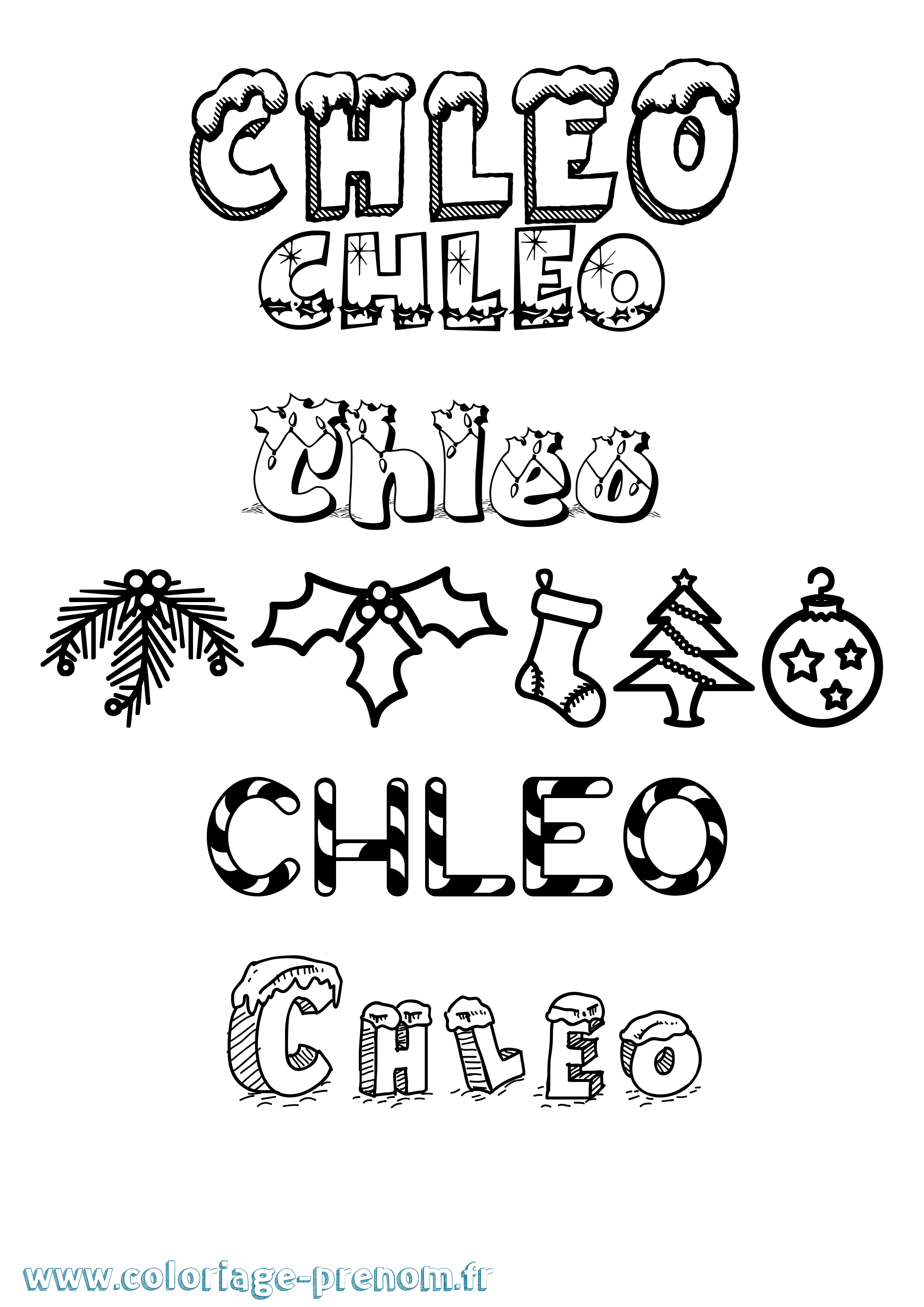 Coloriage Chleo Noël Coloriage prénom Chleo Noël