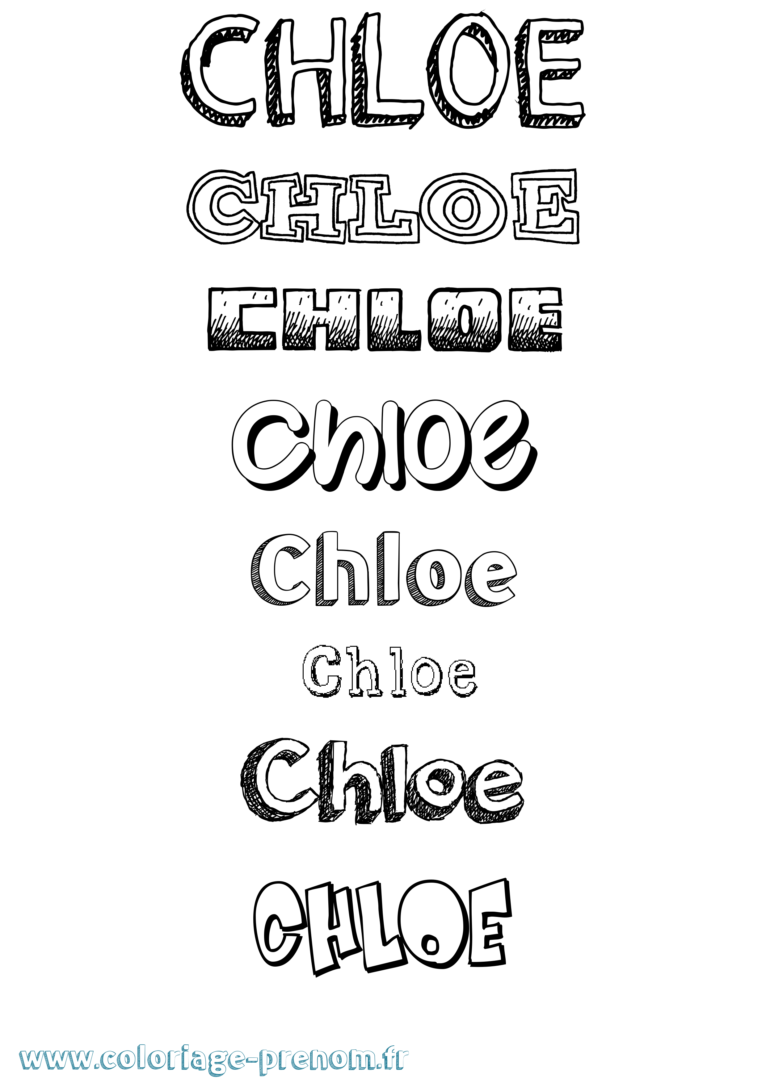 Coloriage prénom Chloe Dessiné