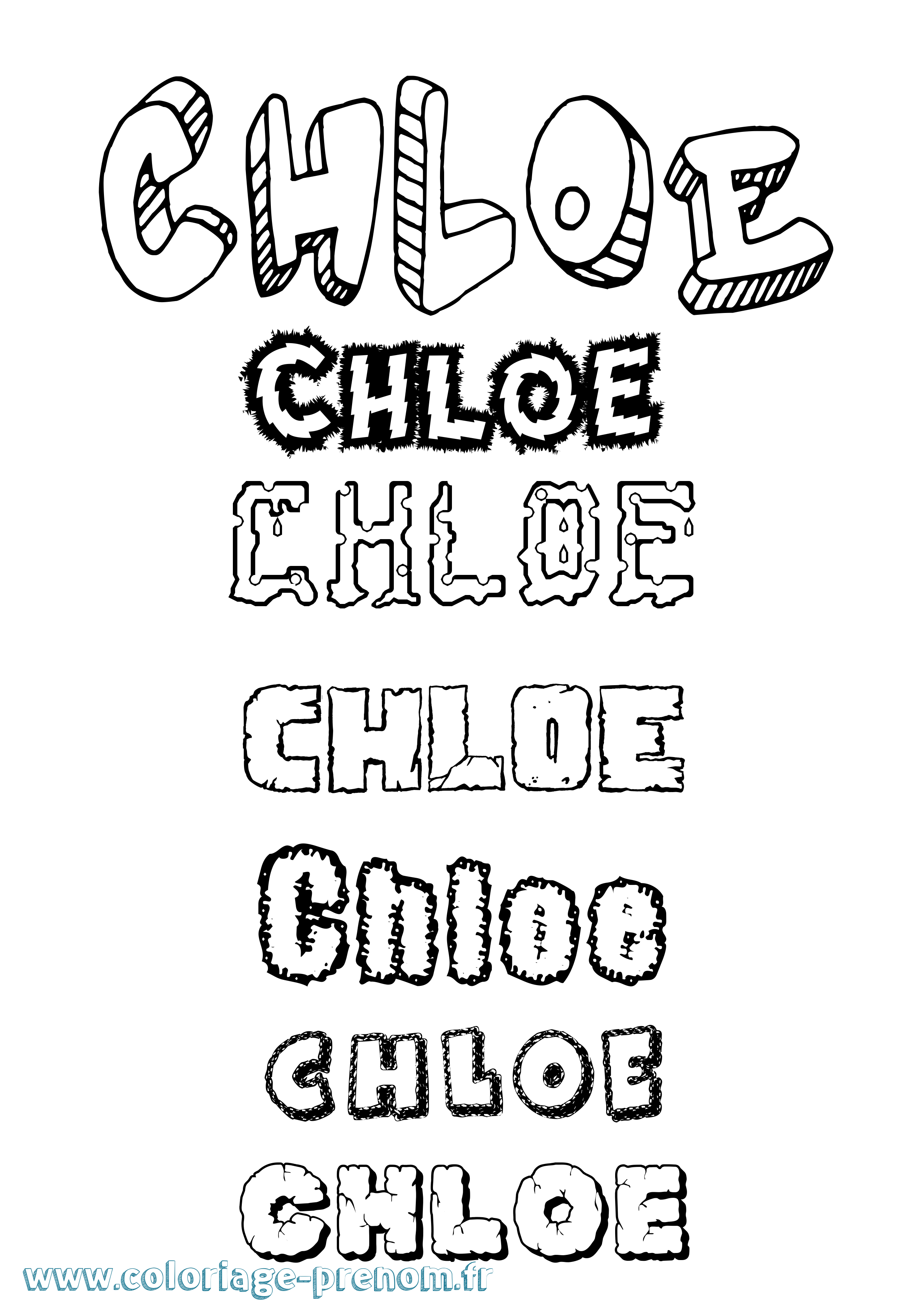 Coloriage prénom Chloe Destructuré