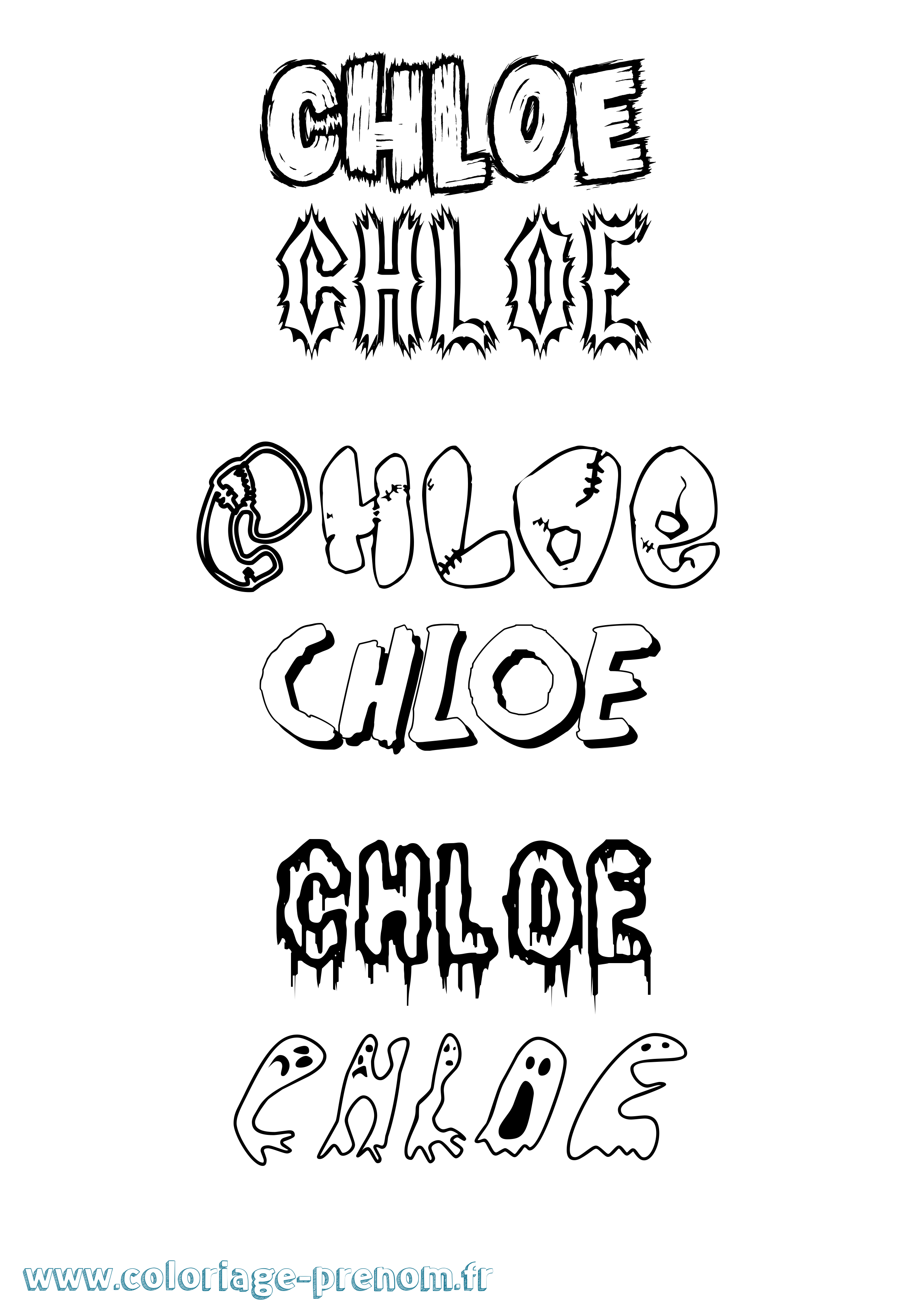 Coloriage prénom Chloe Frisson