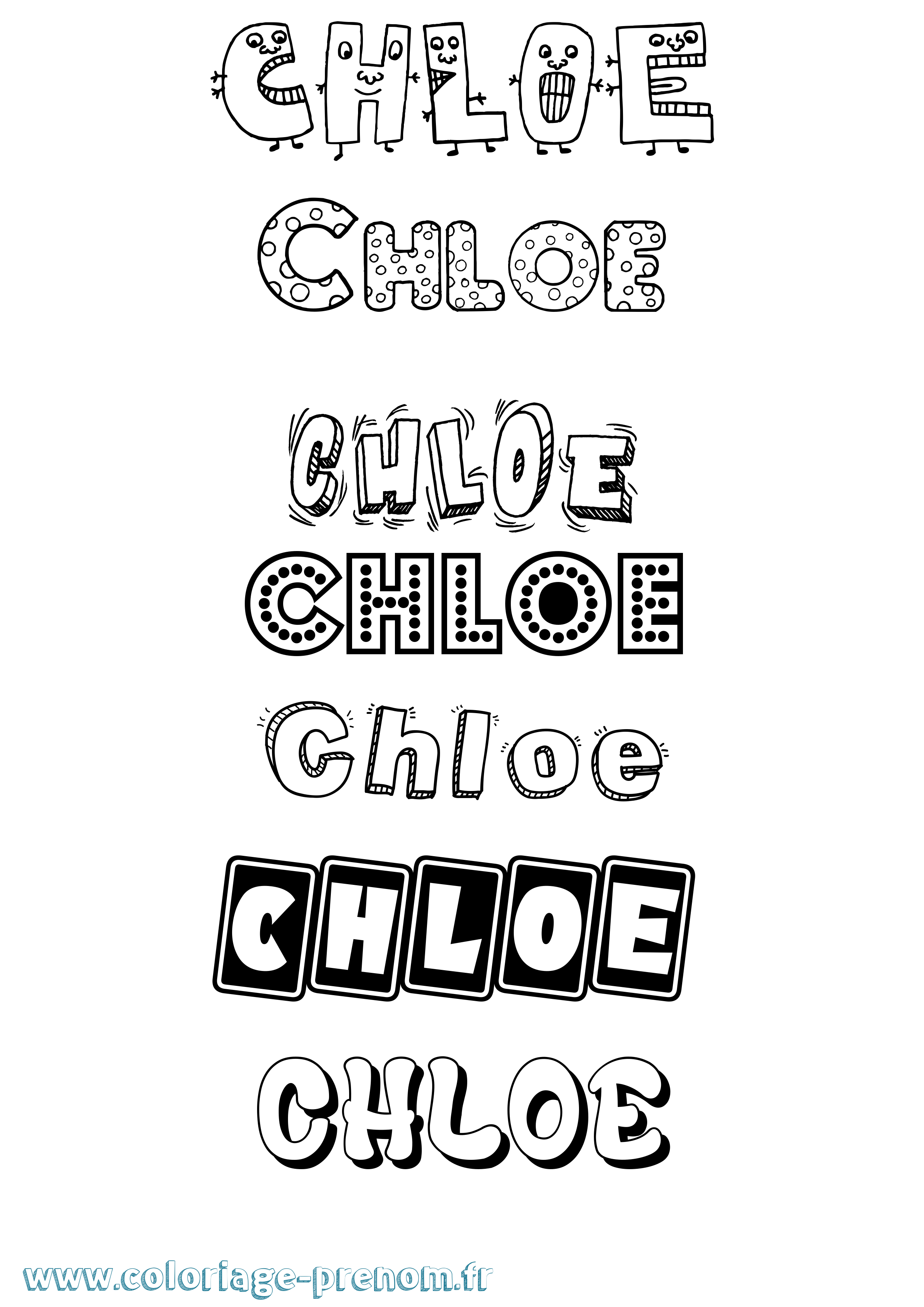 Coloriage prénom Chloe Fun