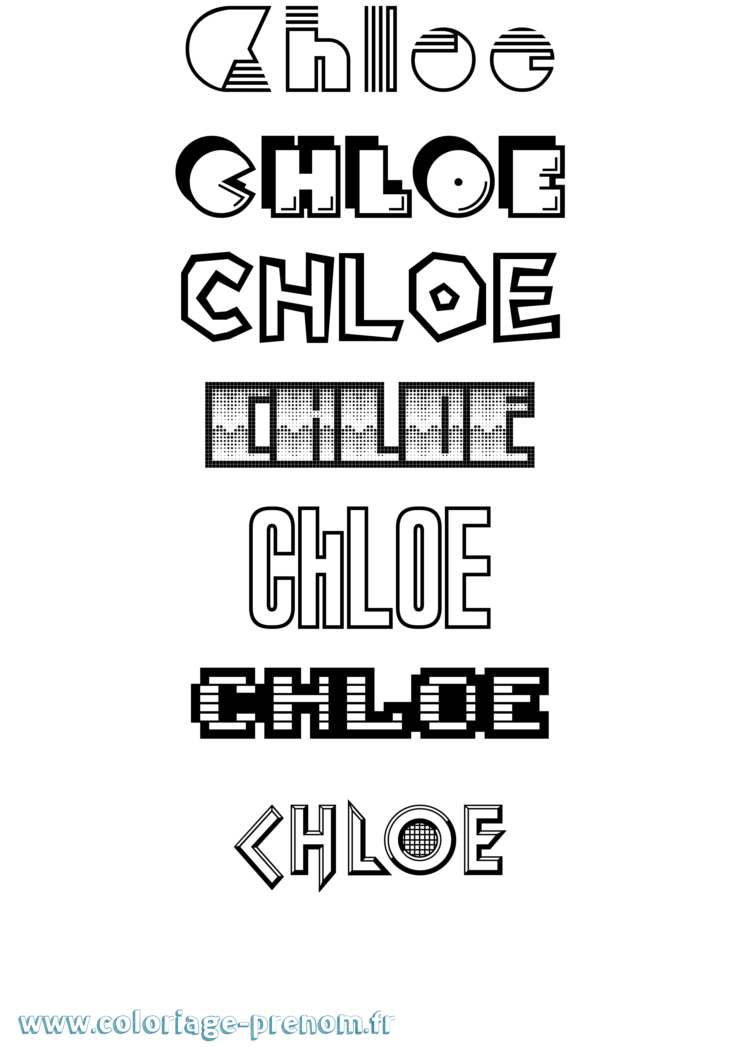 Coloriage prénom Chloe Jeux Vidéos