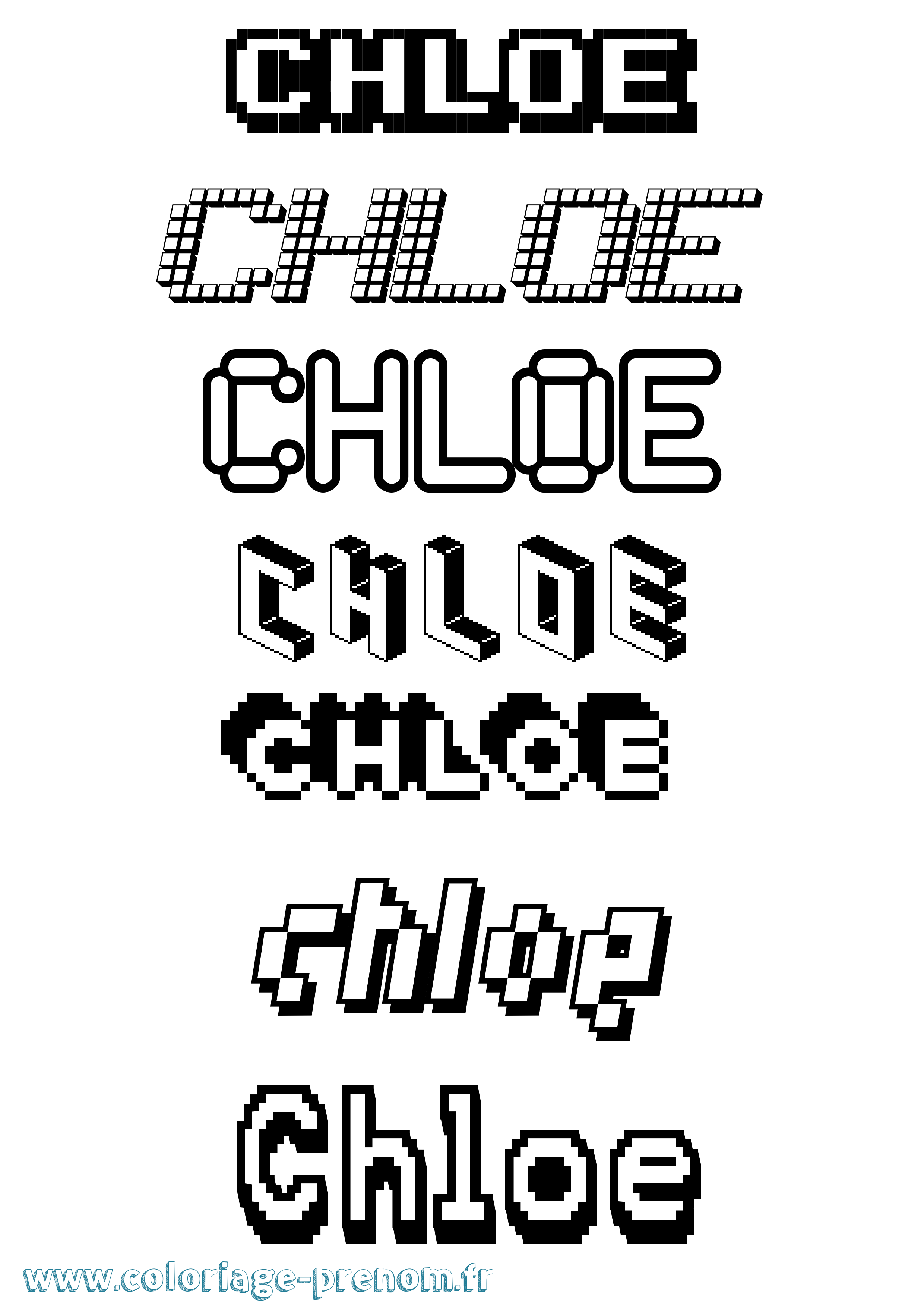 Coloriage prénom Chloe Pixel