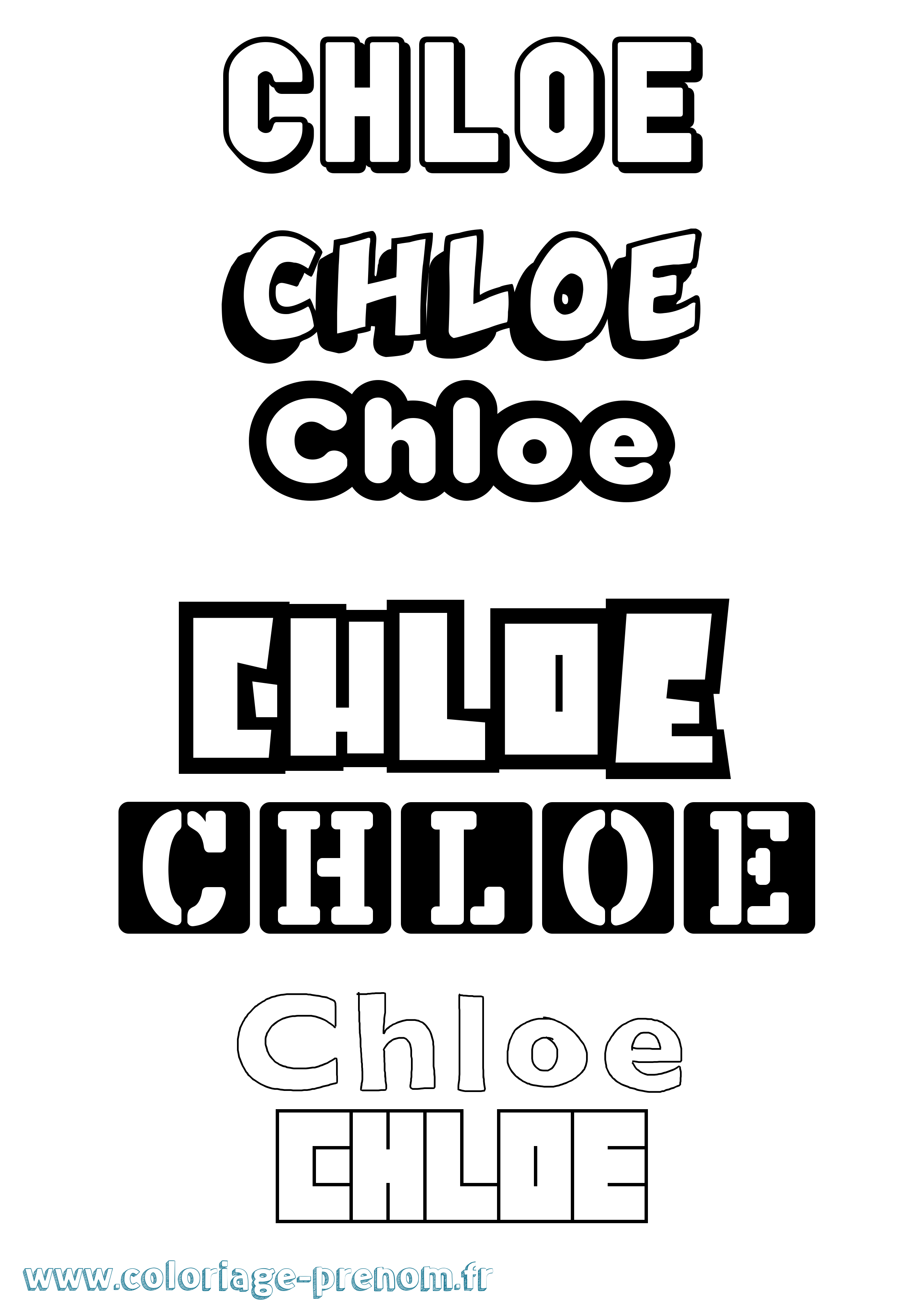 Coloriage prénom Chloe Simple
