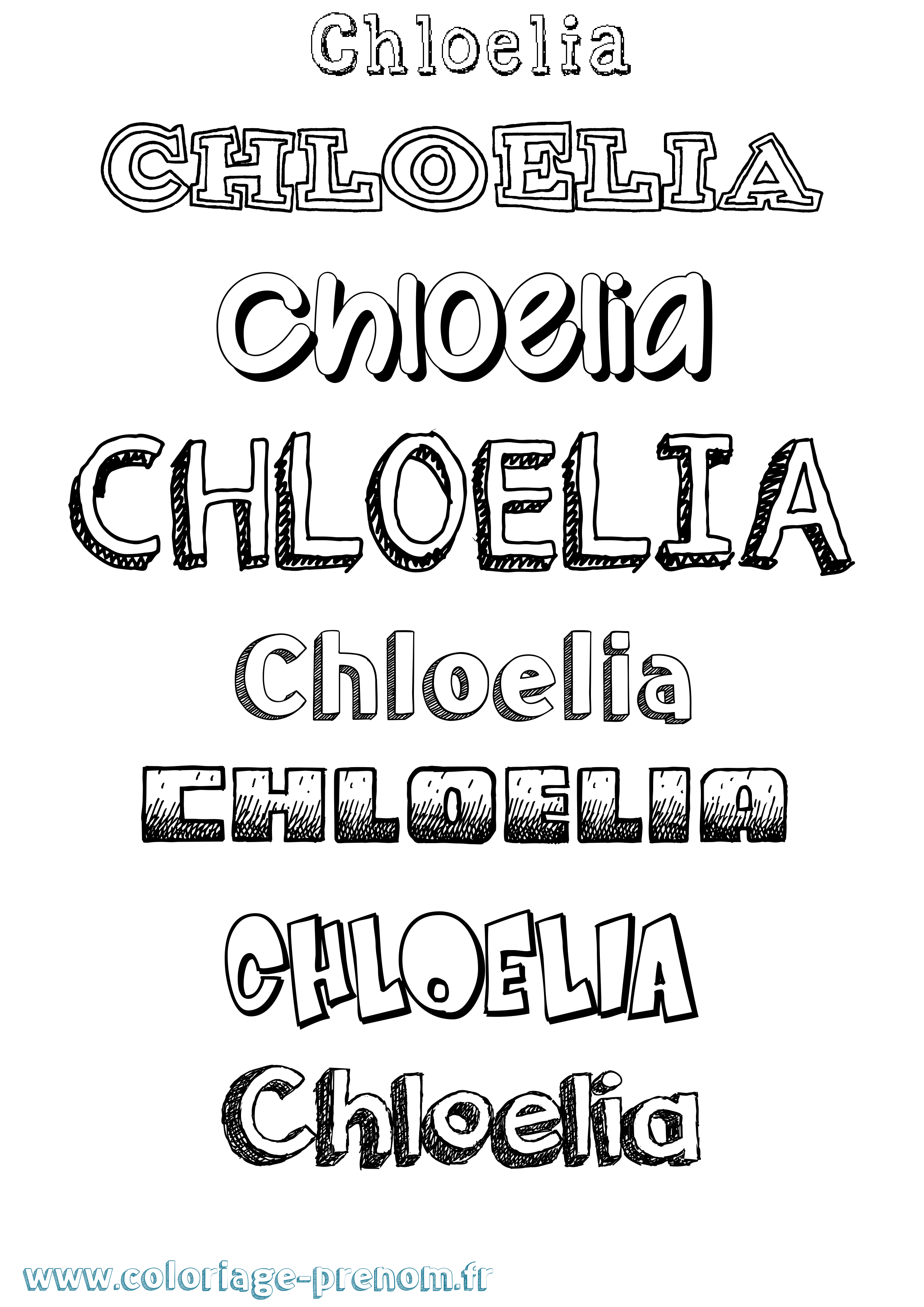 Coloriage prénom Chloelia Dessiné