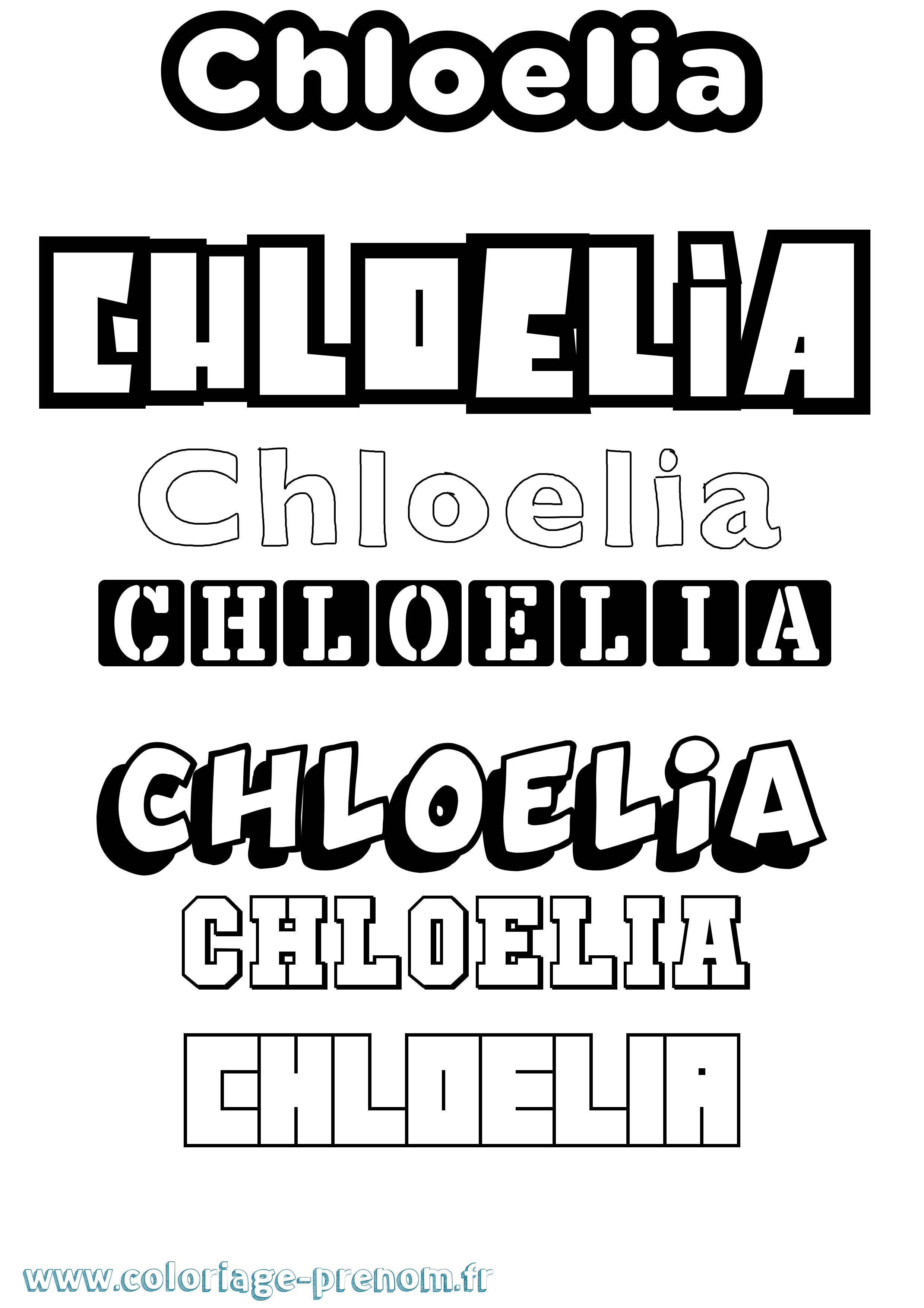 Coloriage prénom Chloelia Simple
