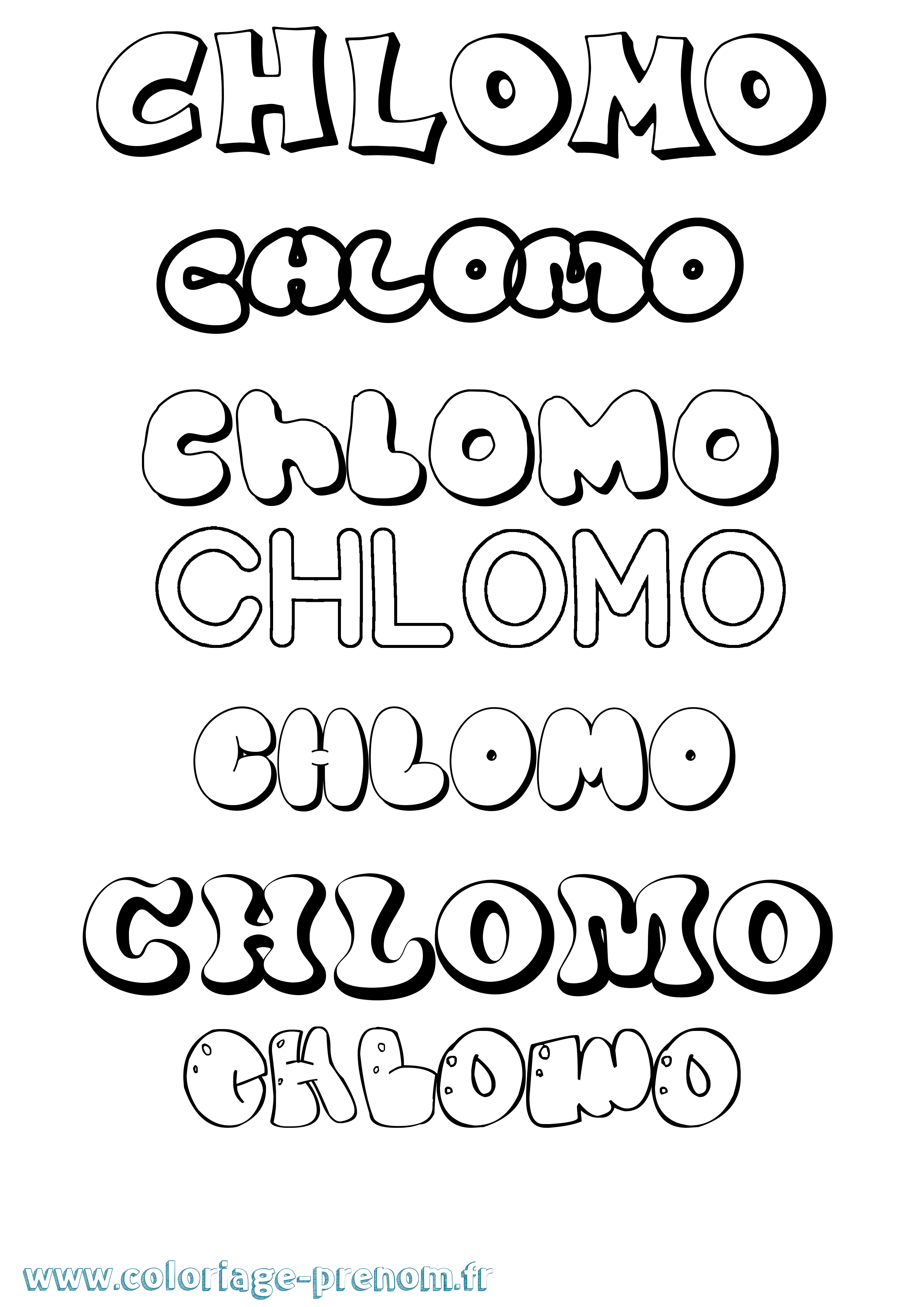 Coloriage prénom Chlomo Bubble