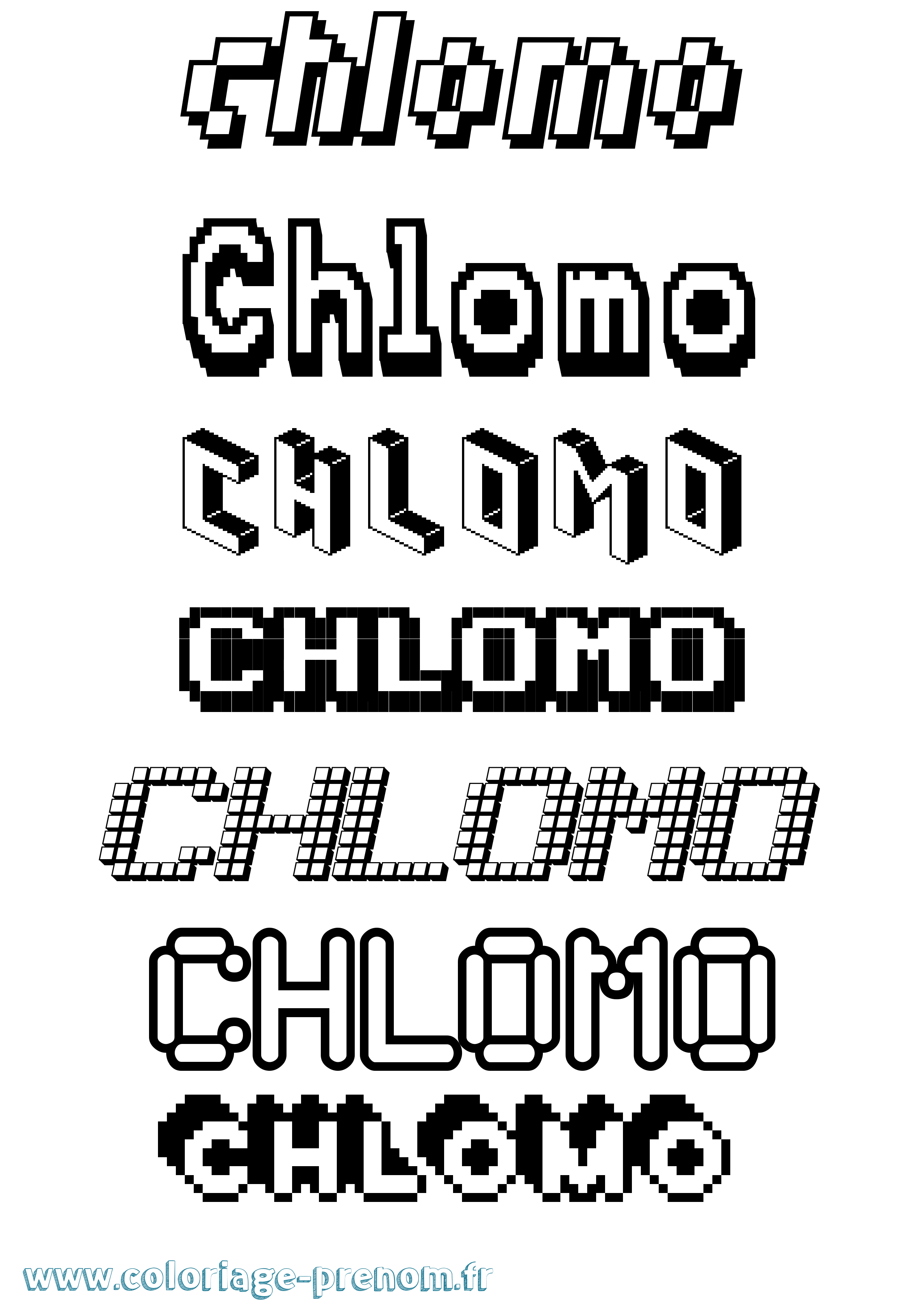 Coloriage prénom Chlomo Pixel