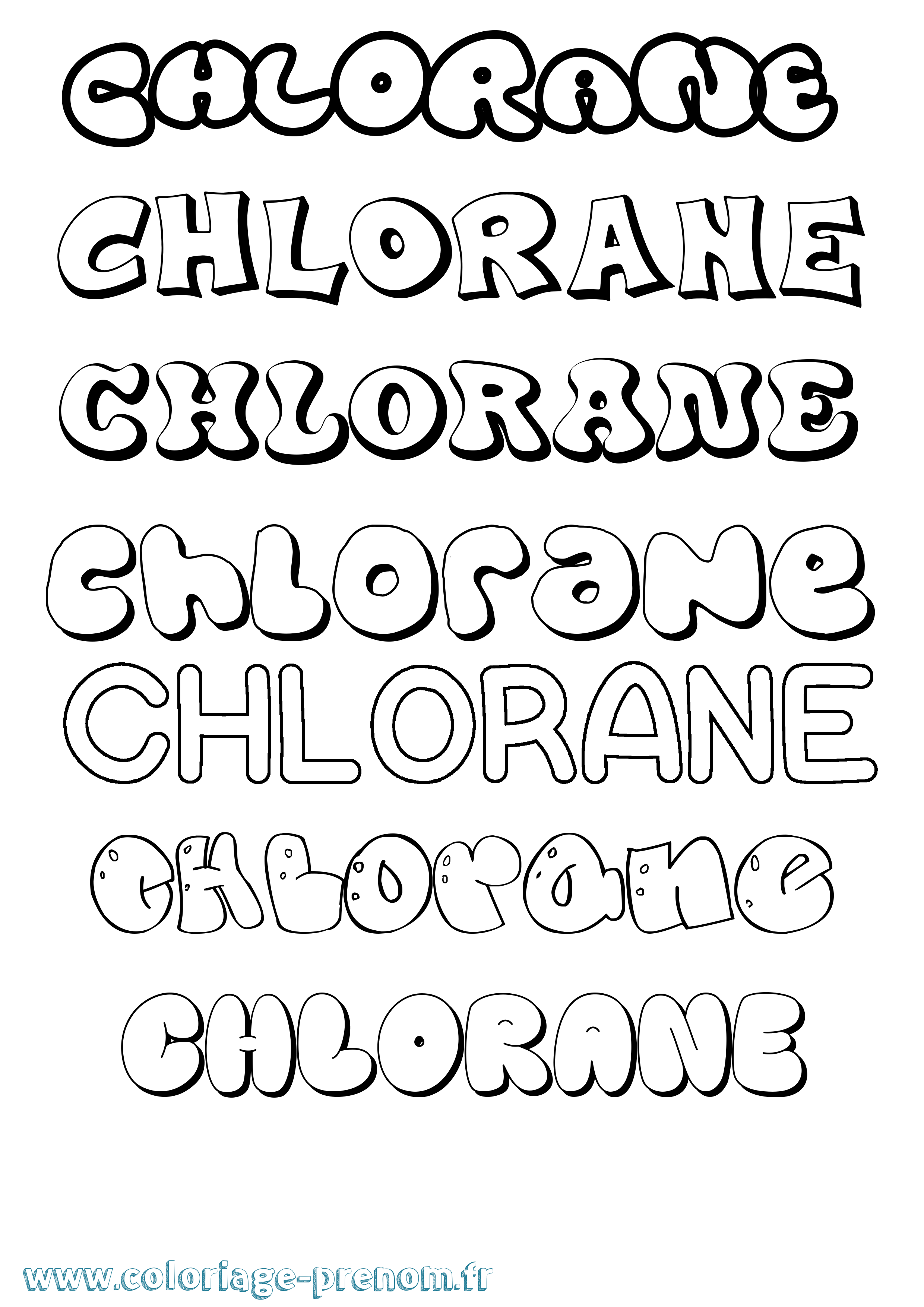 Coloriage prénom Chlorane Bubble