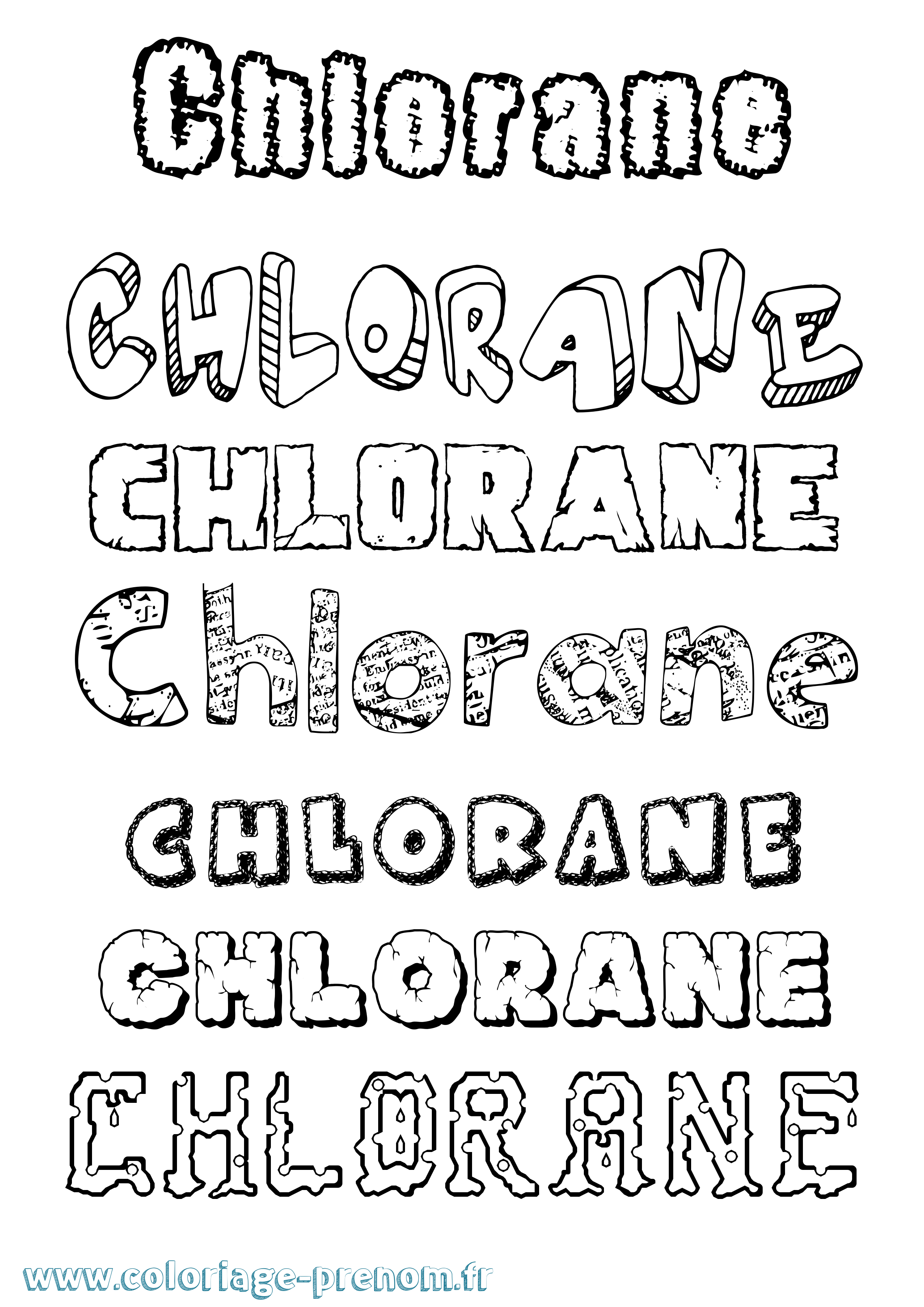 Coloriage prénom Chlorane Destructuré