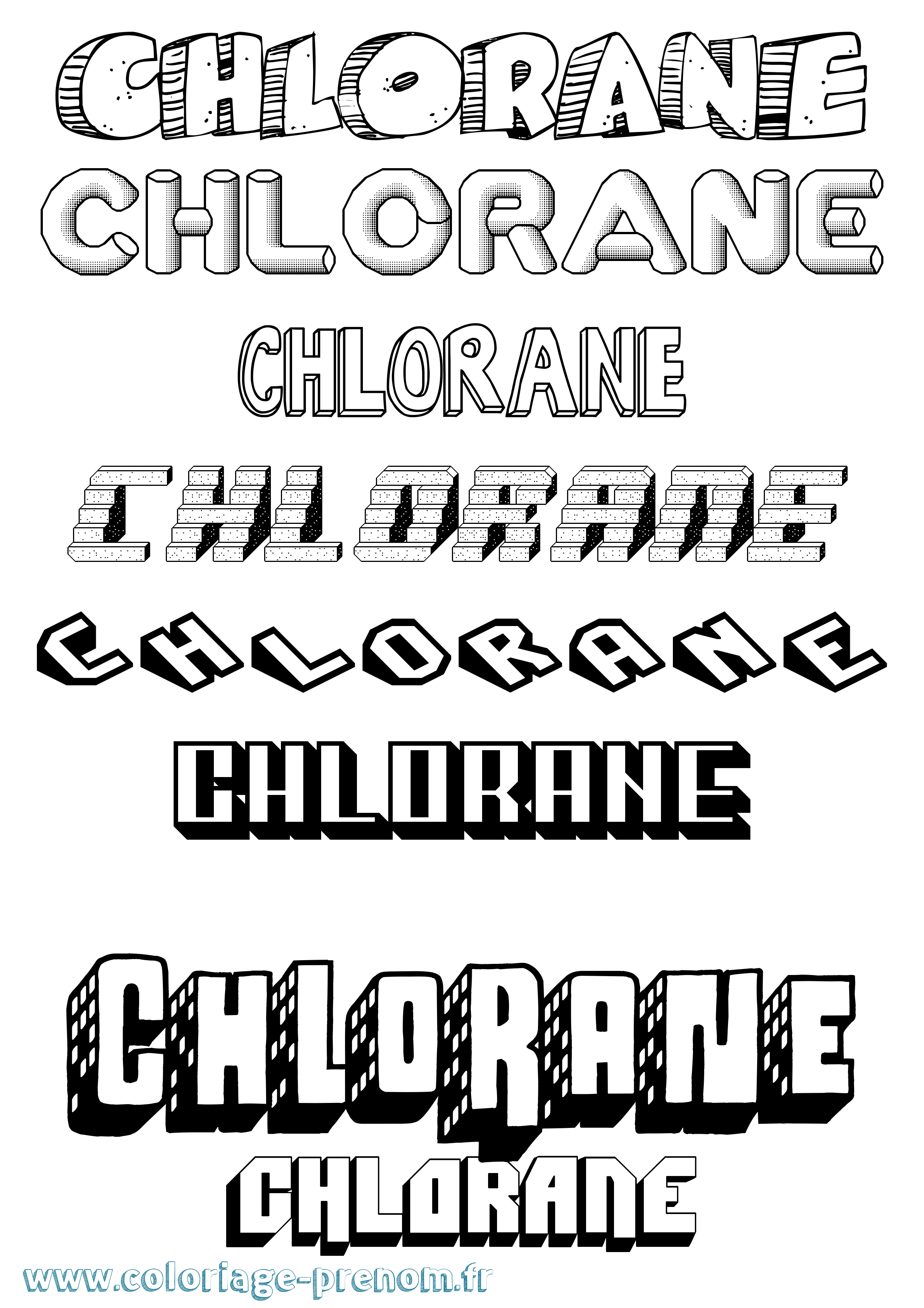 Coloriage prénom Chlorane Effet 3D