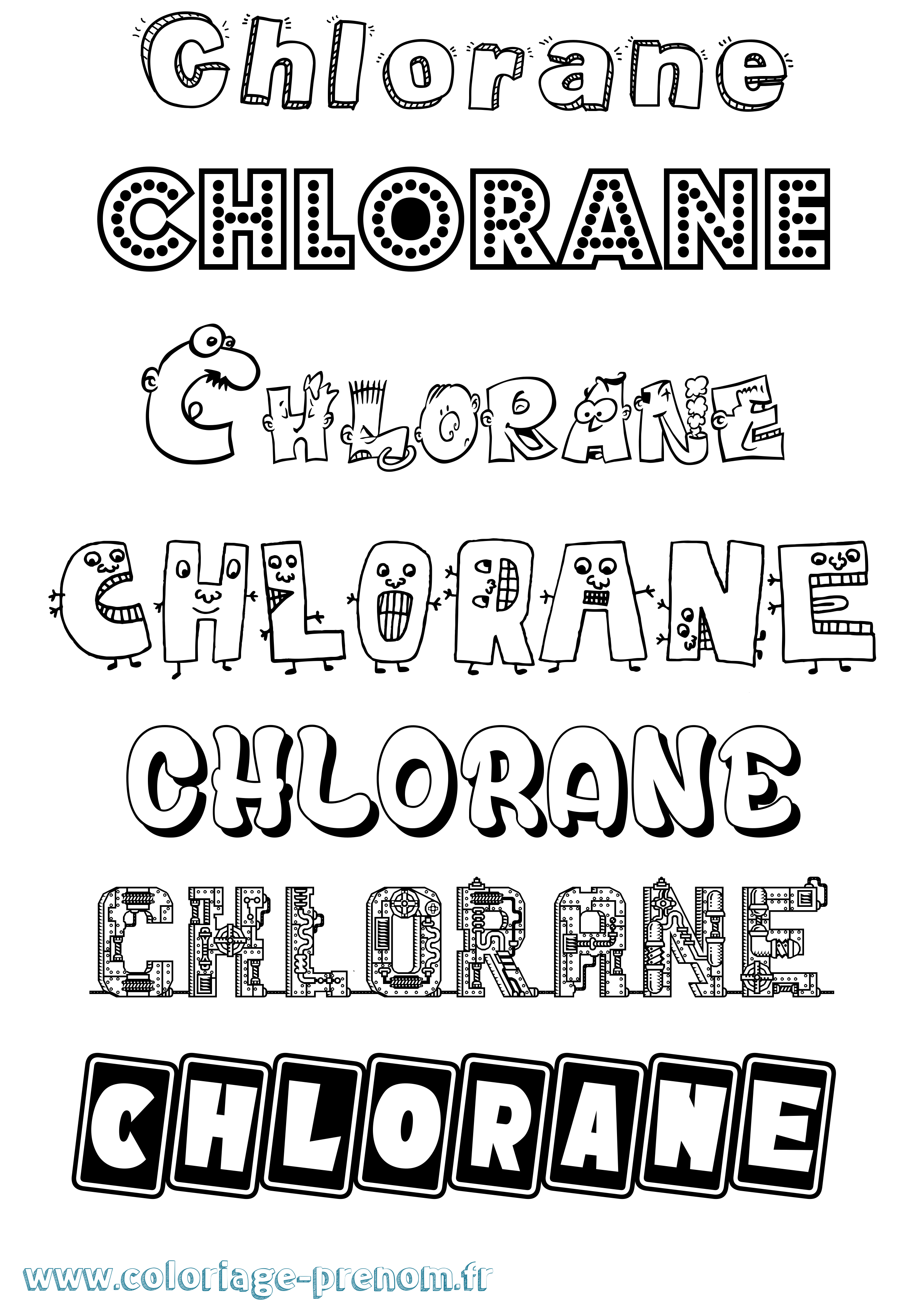 Coloriage prénom Chlorane Fun