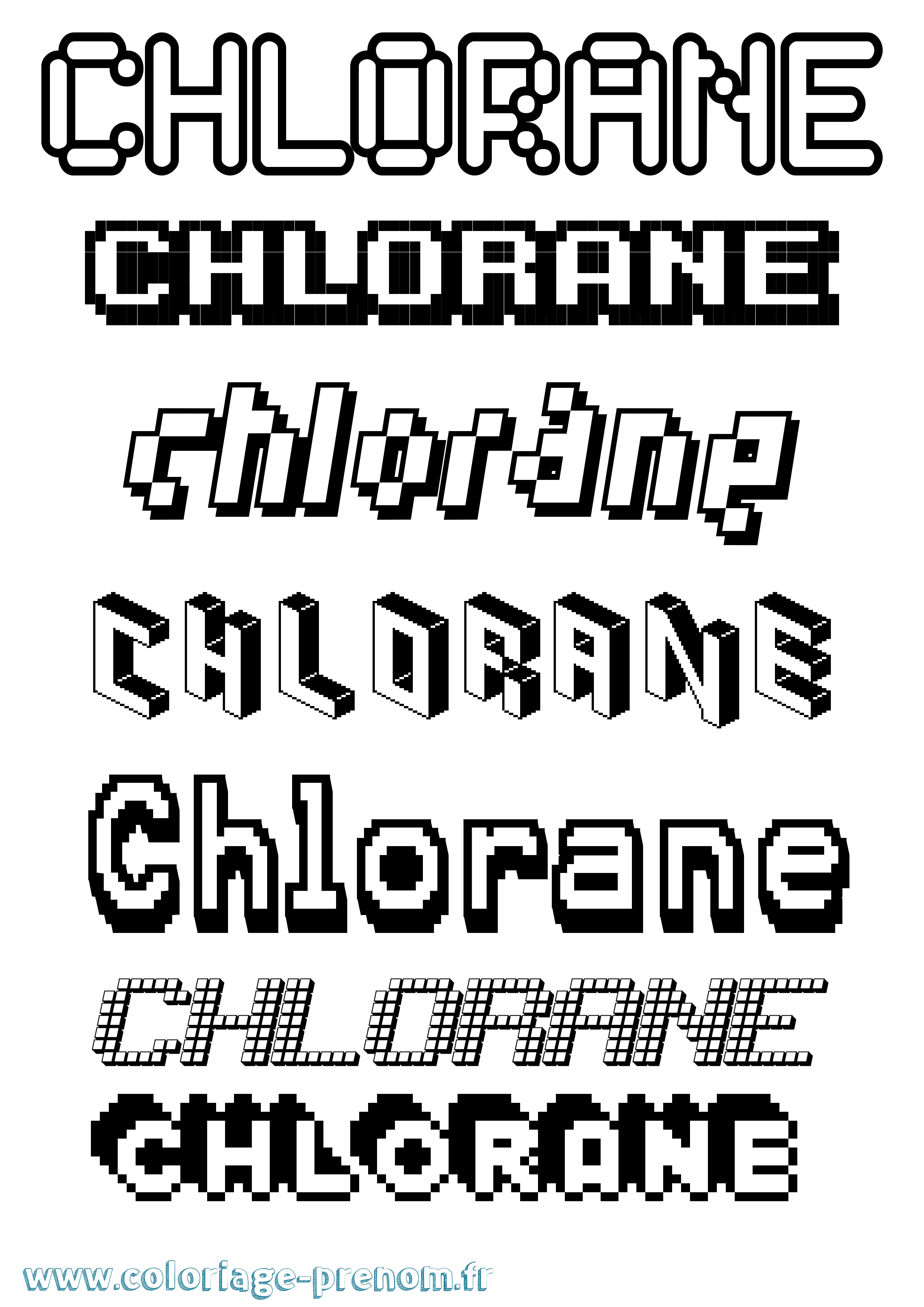 Coloriage prénom Chlorane Pixel