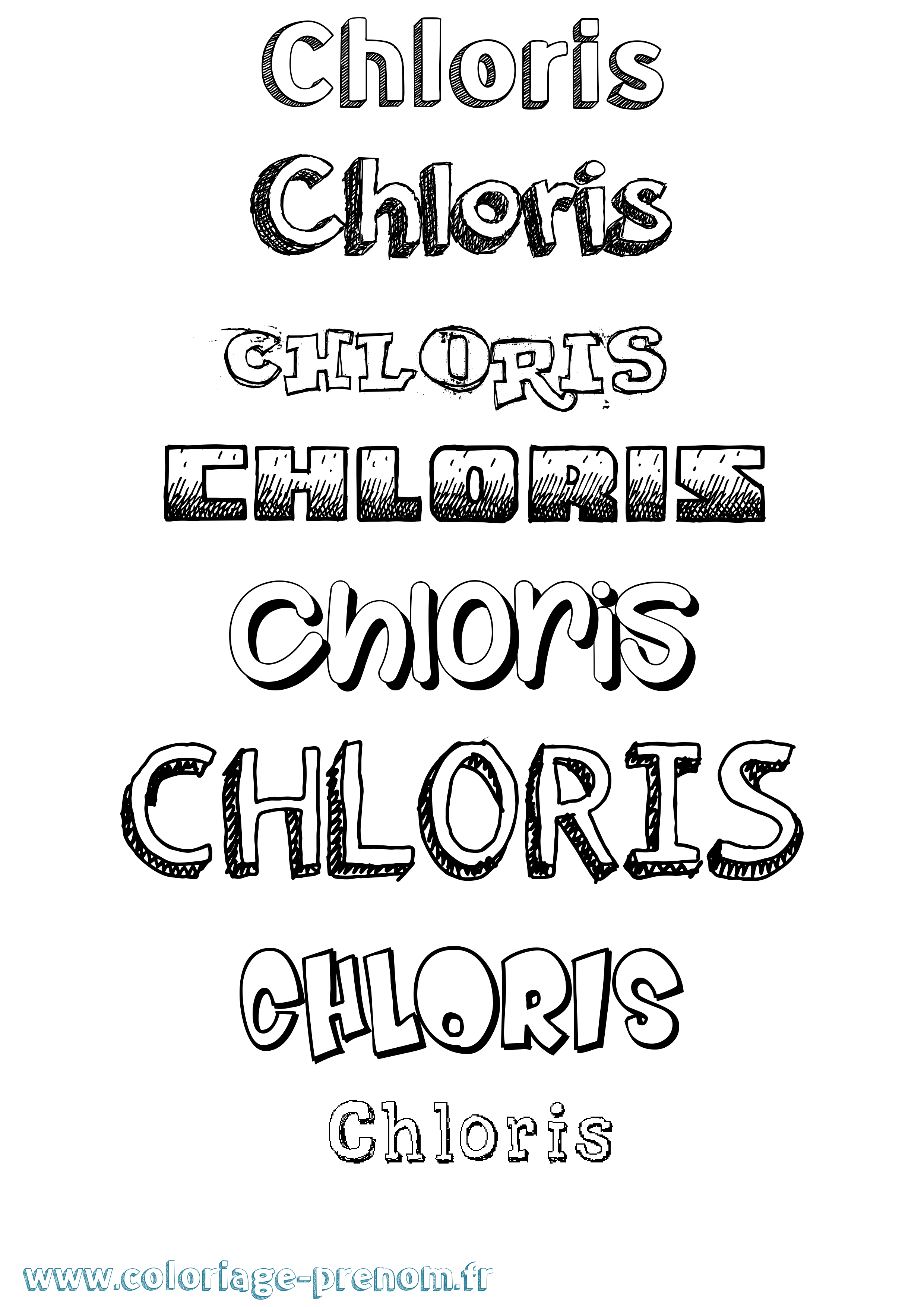 Coloriage prénom Chloris Dessiné