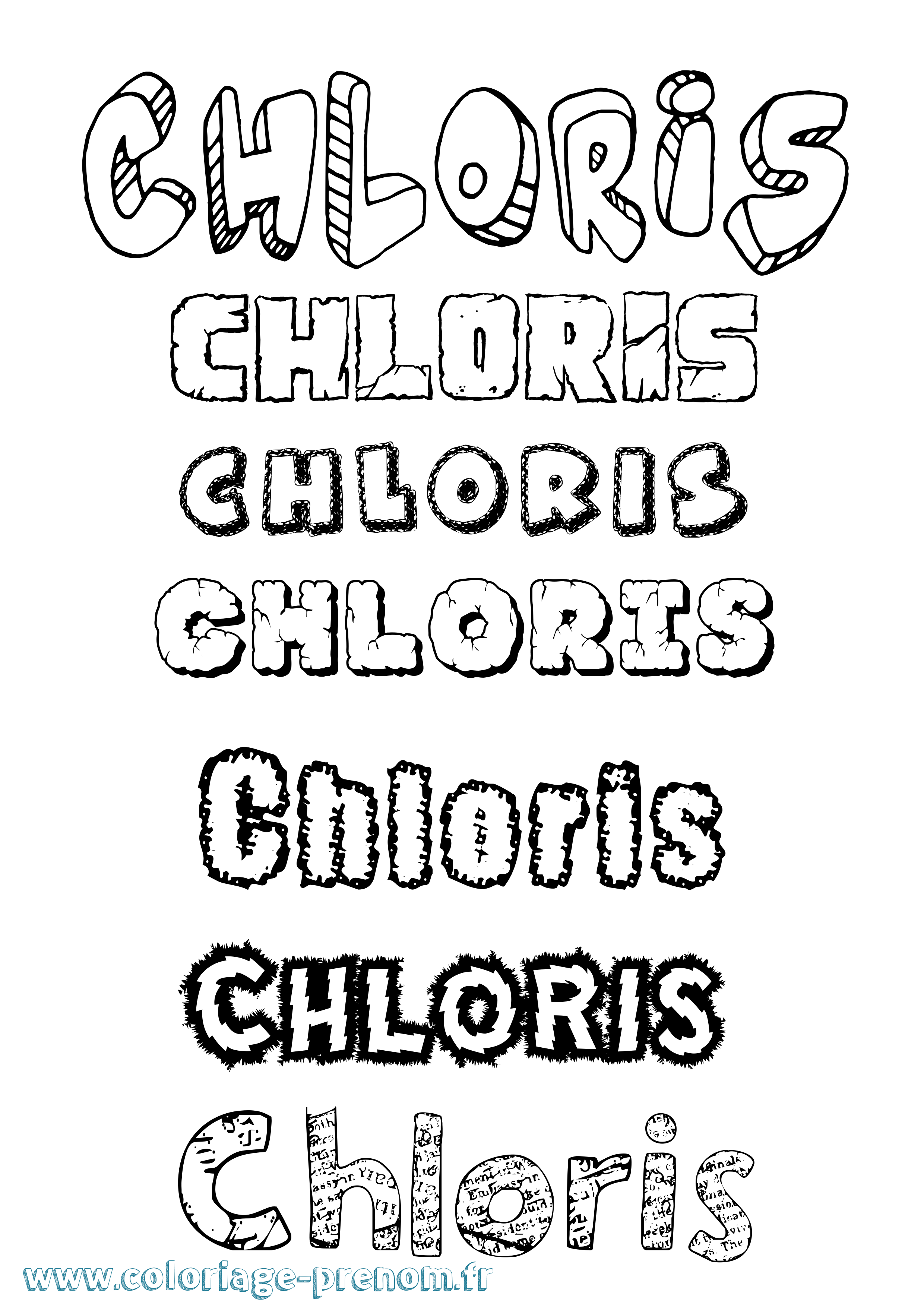 Coloriage prénom Chloris Destructuré