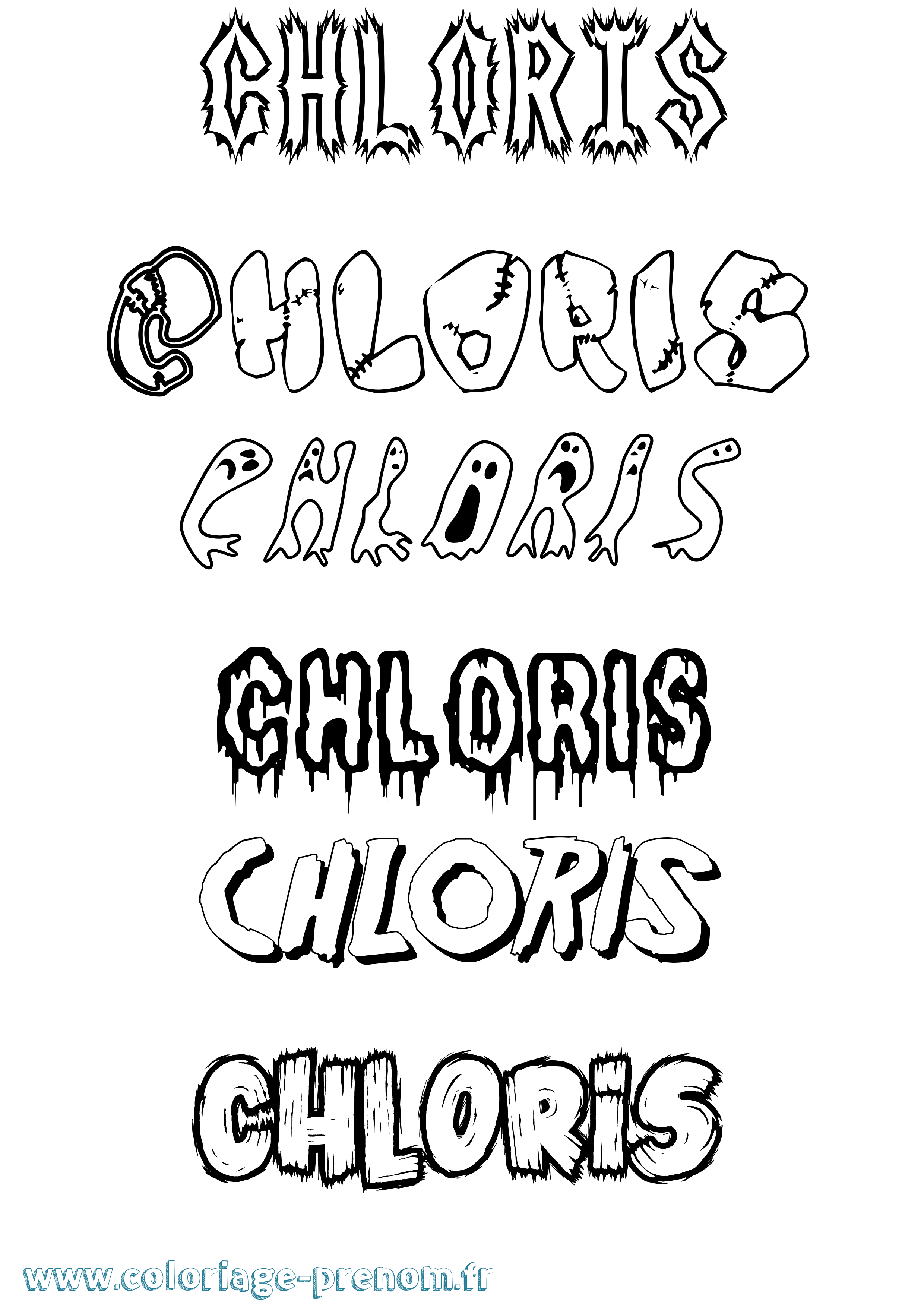 Coloriage prénom Chloris Frisson