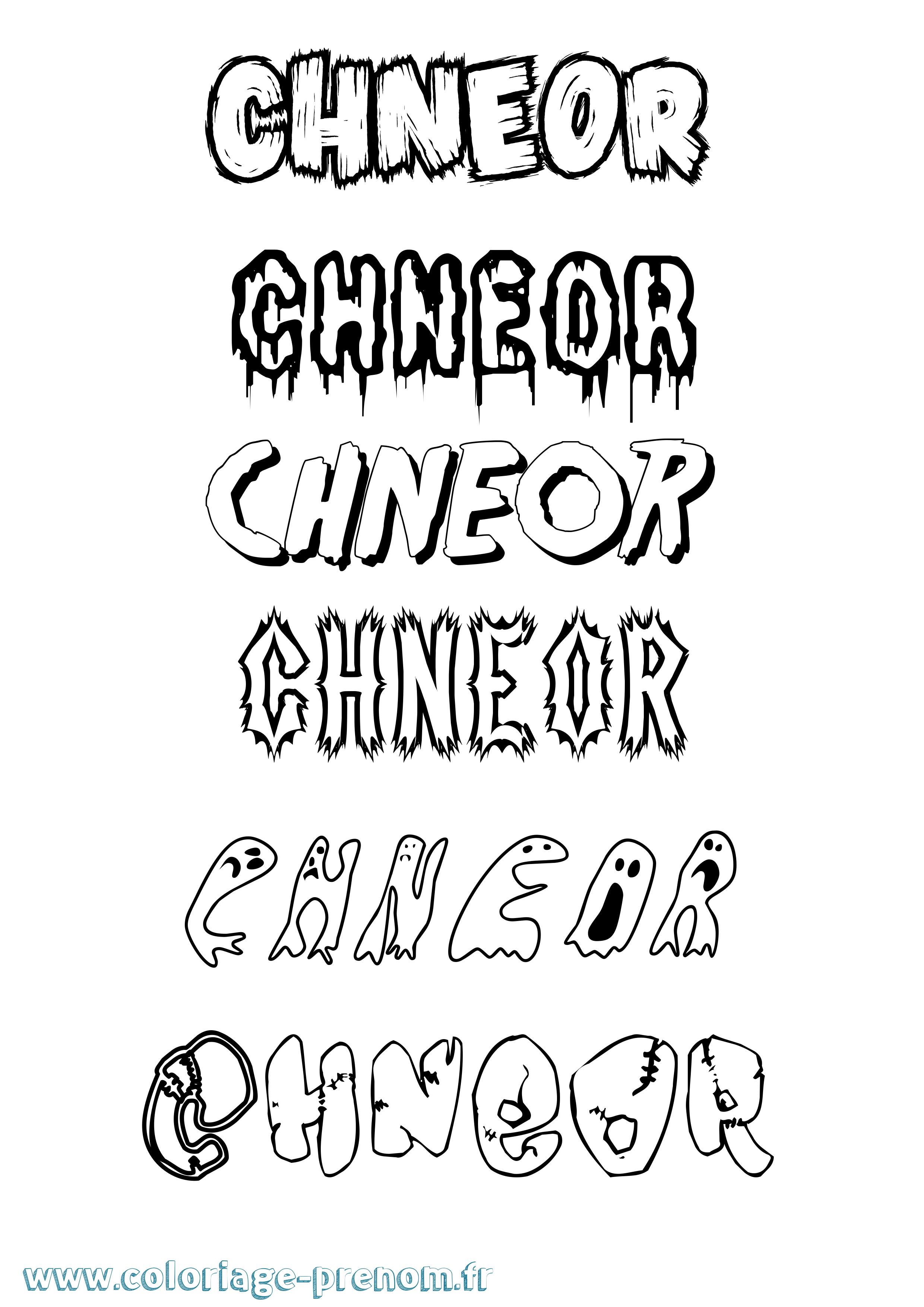 Coloriage prénom Chneor Frisson