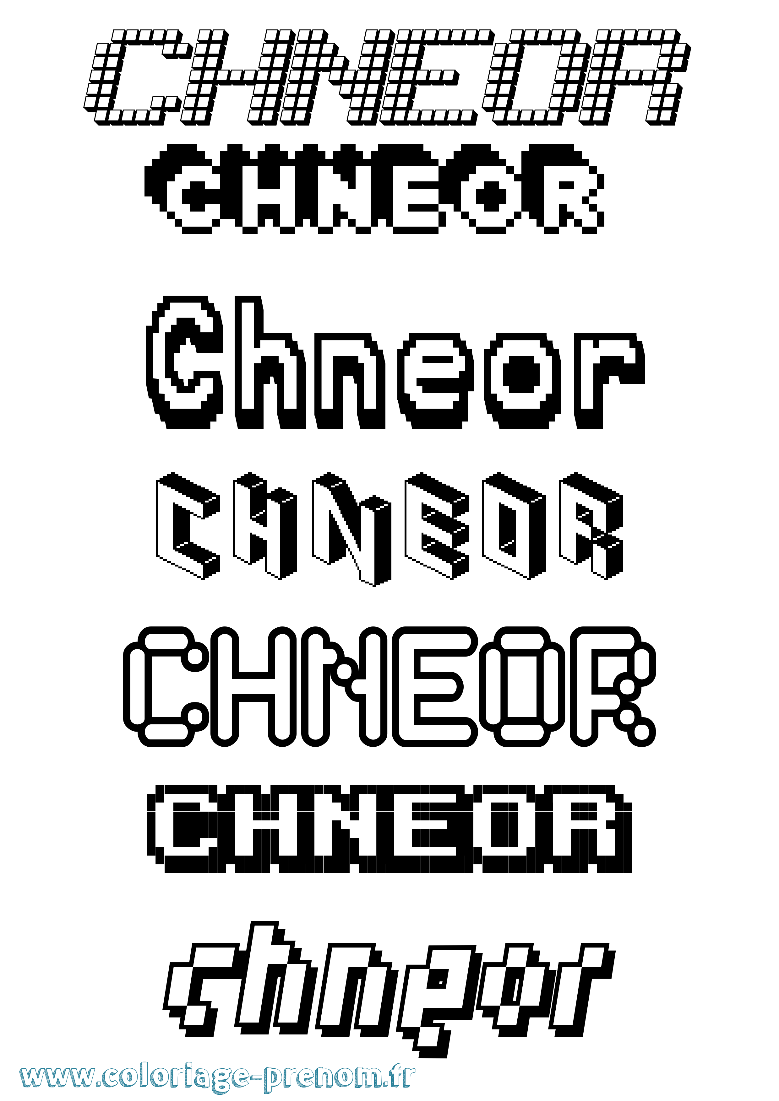Coloriage prénom Chneor Pixel