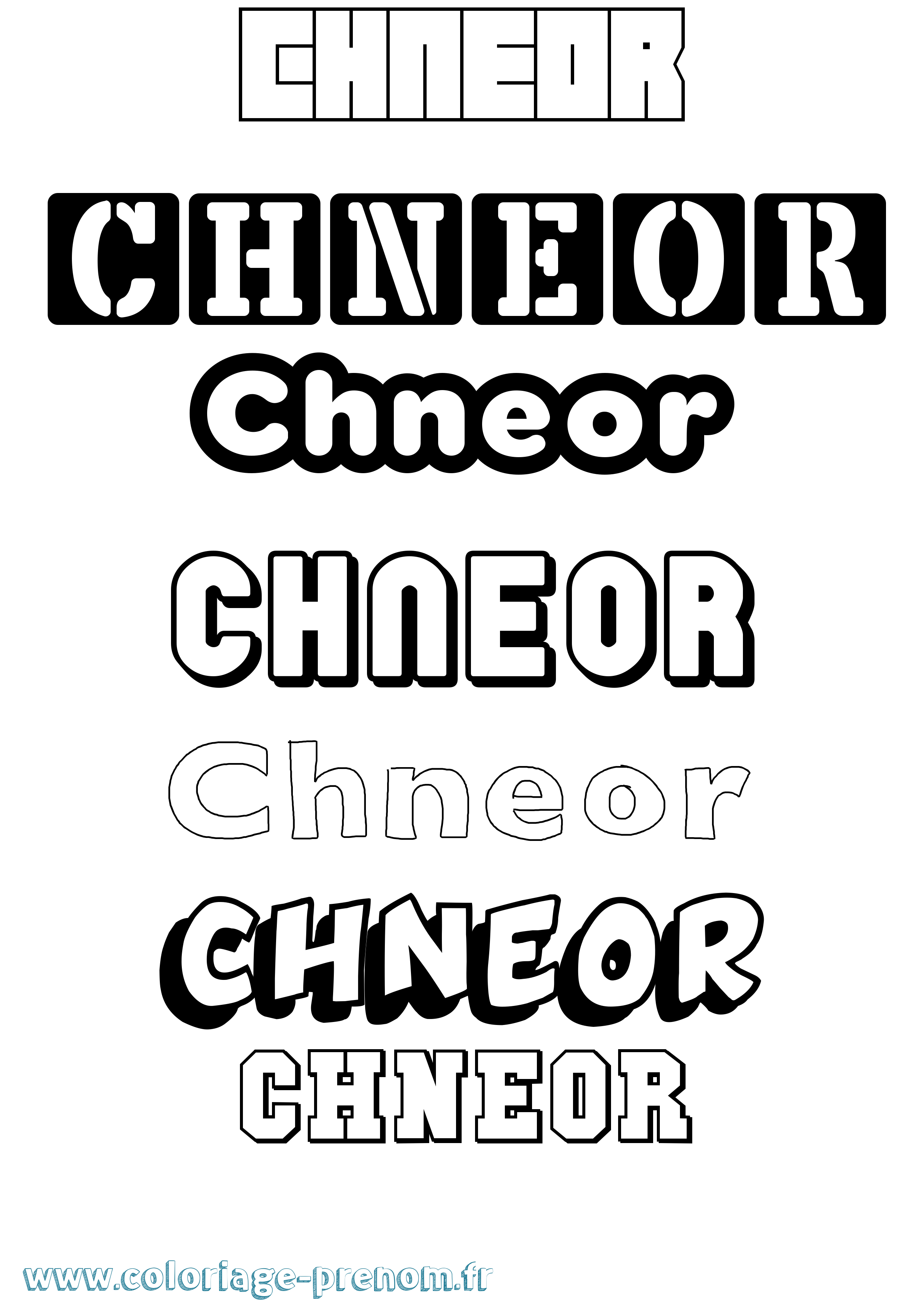 Coloriage prénom Chneor Simple