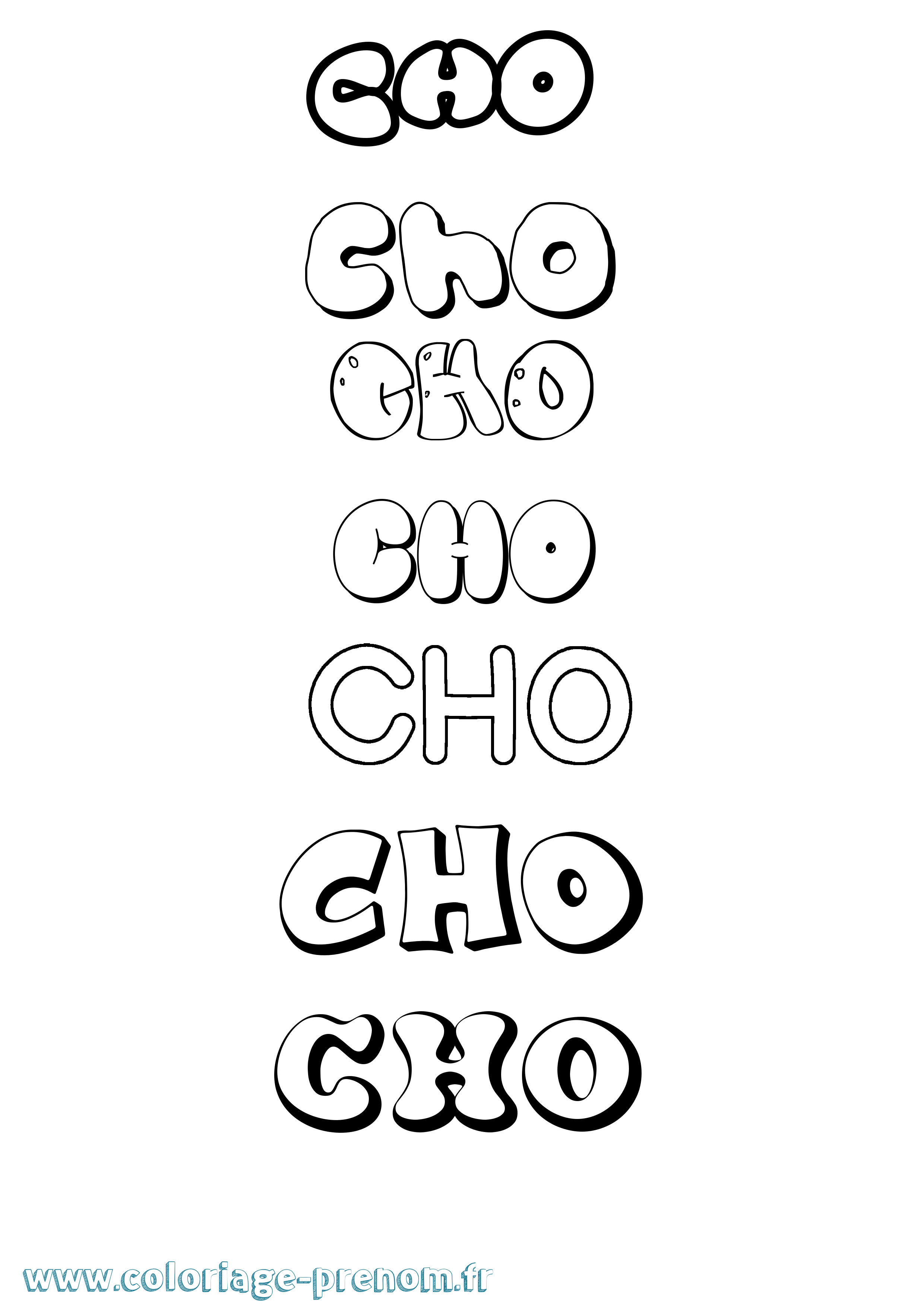 Coloriage prénom Cho Bubble