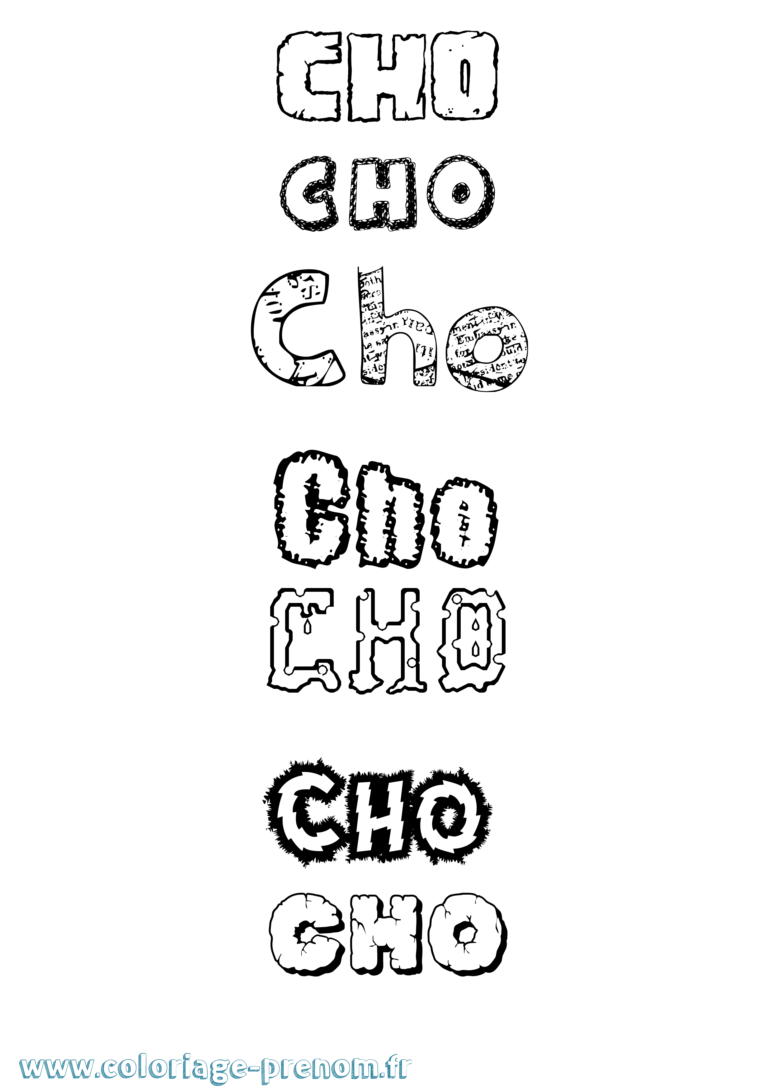 Coloriage prénom Cho Destructuré