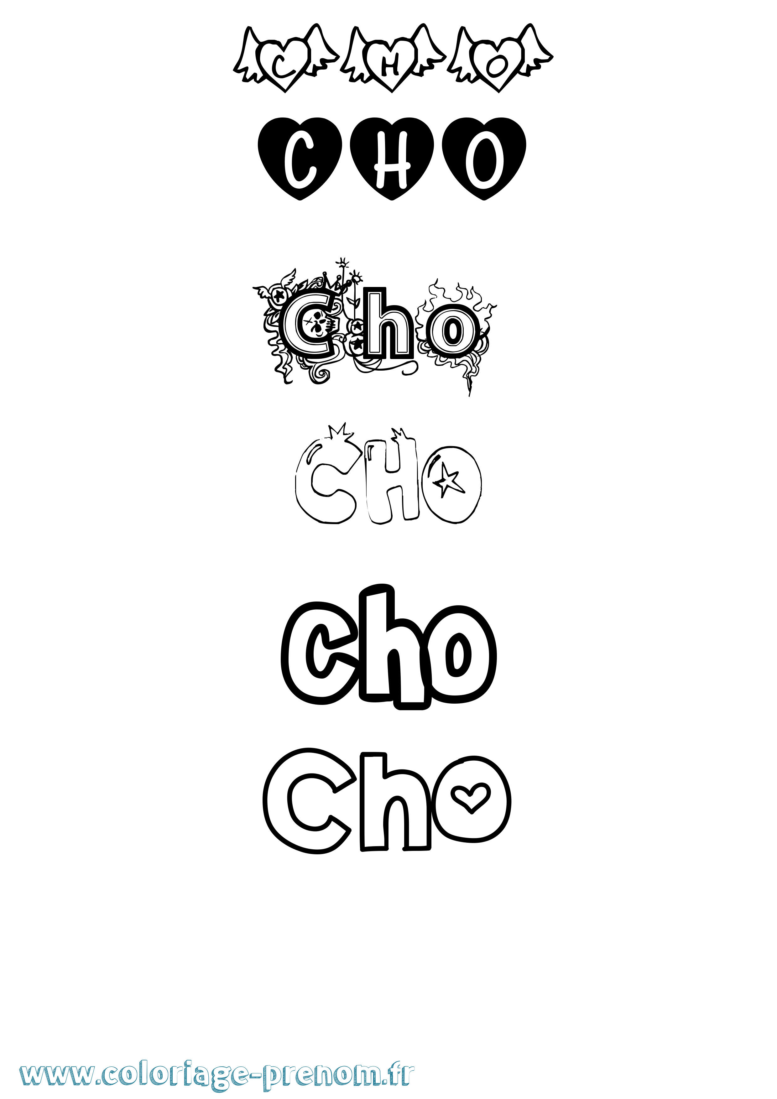 Coloriage prénom Cho Girly