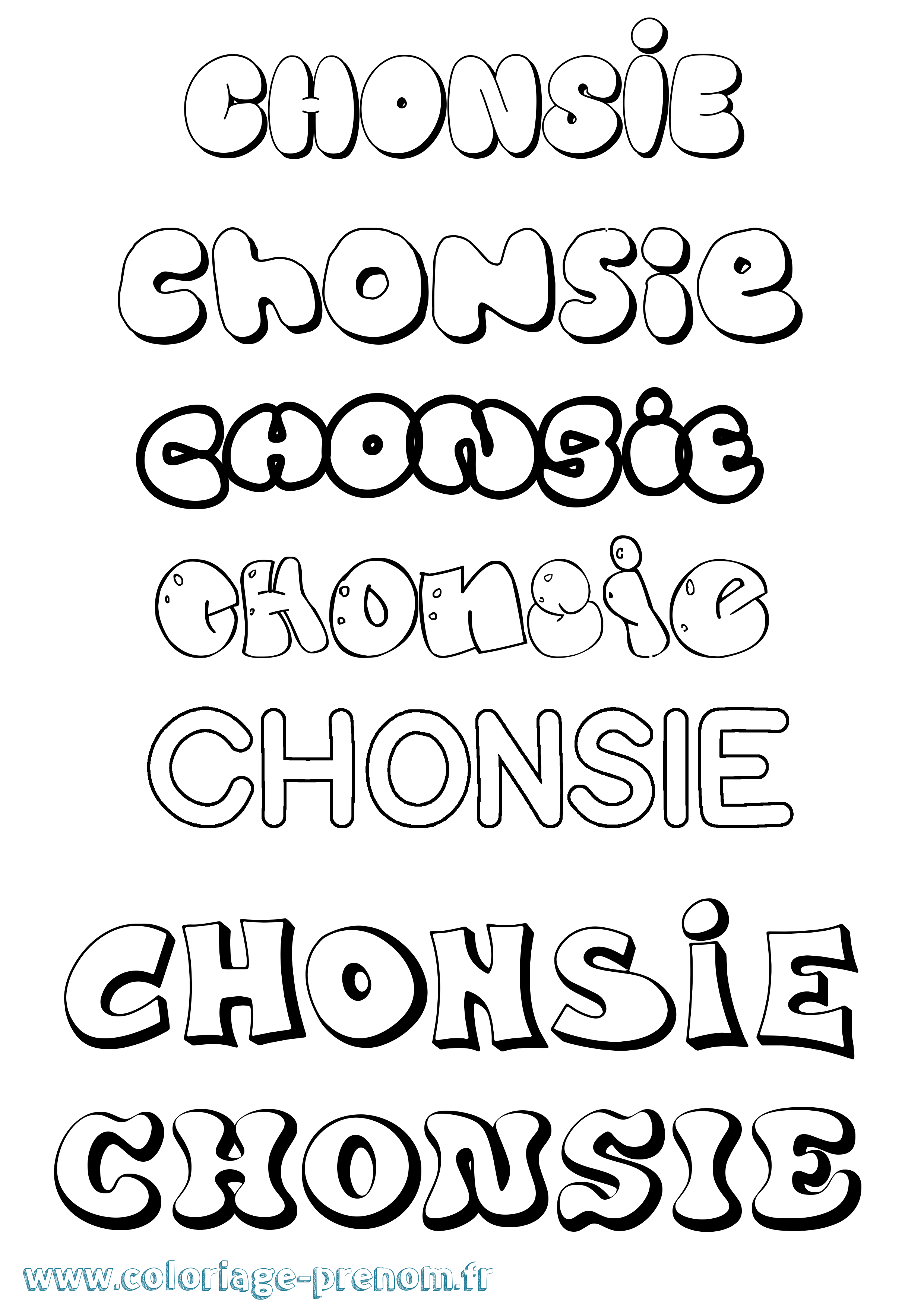 Coloriage Chonsie Bubble Coloriage prénom Chonsie Bubble
