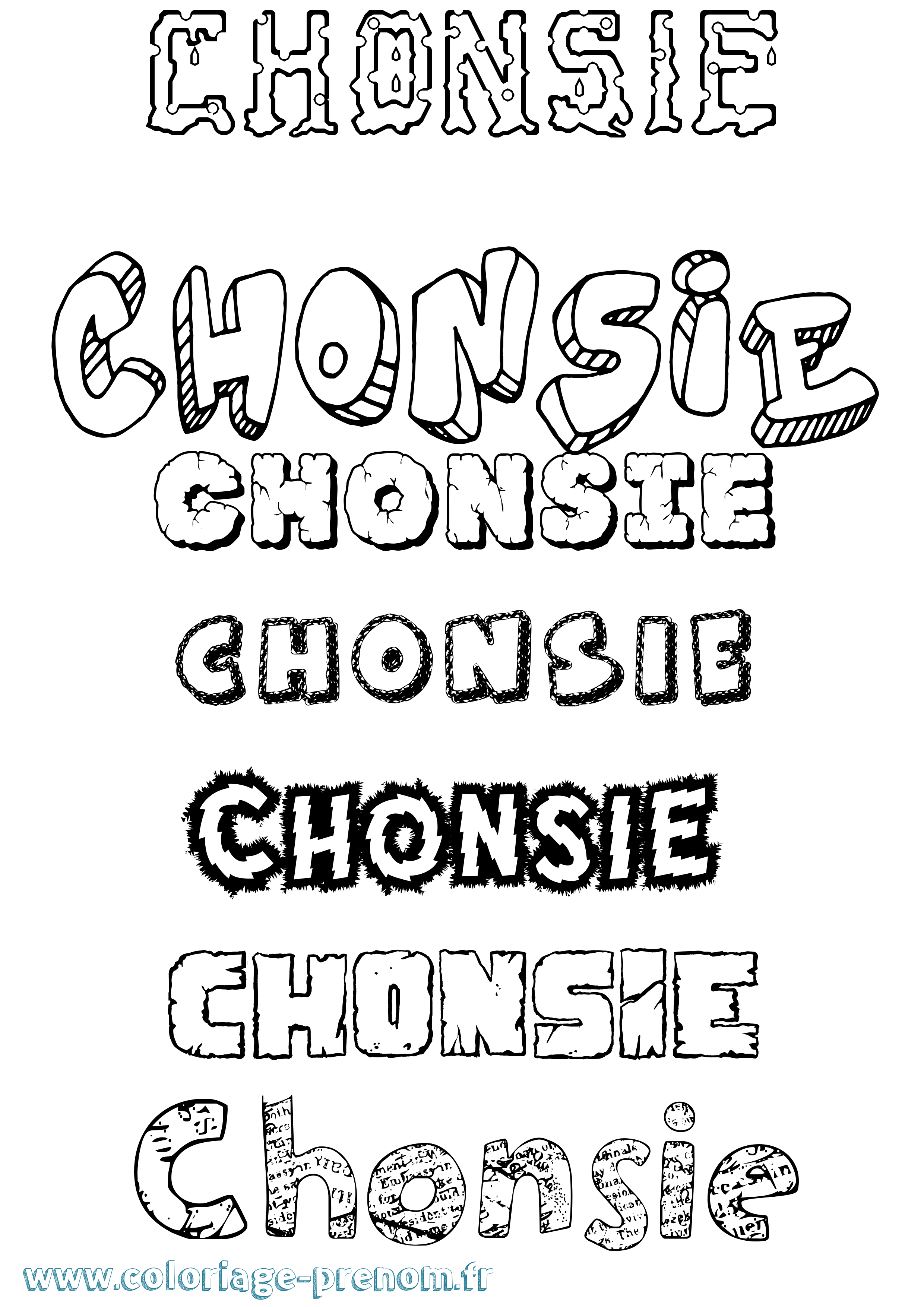 Coloriage Chonsie Destructuré Coloriage prénom Chonsie Destructuré