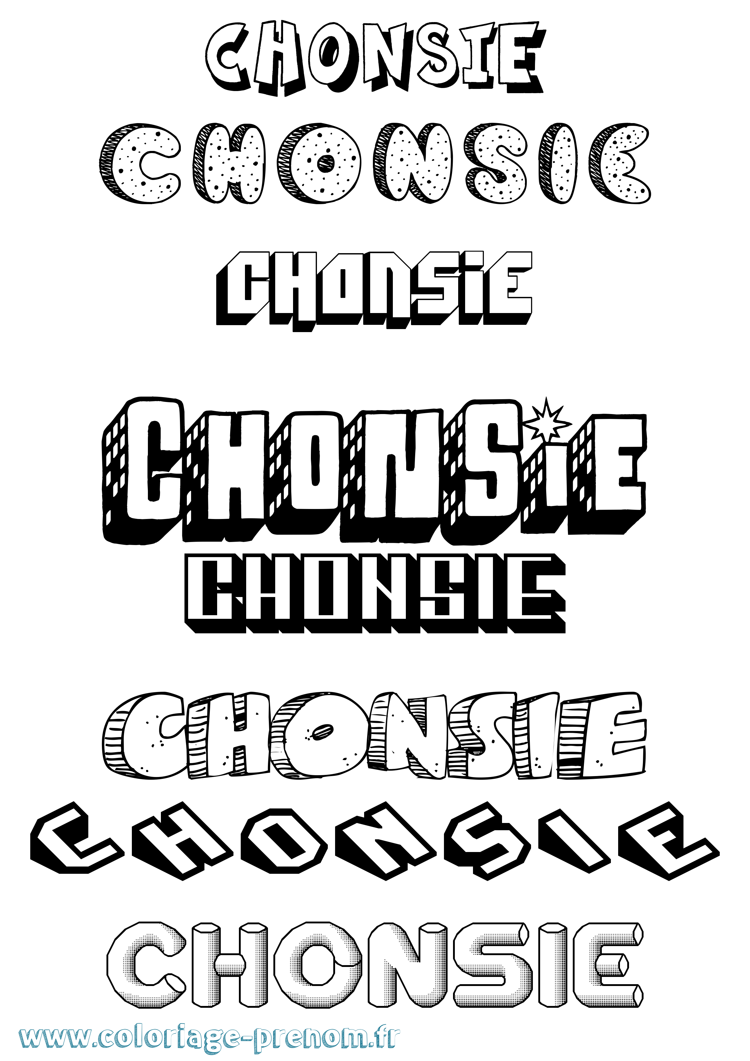 Coloriage Chonsie Effet 3D Coloriage prénom Chonsie Effet 3D