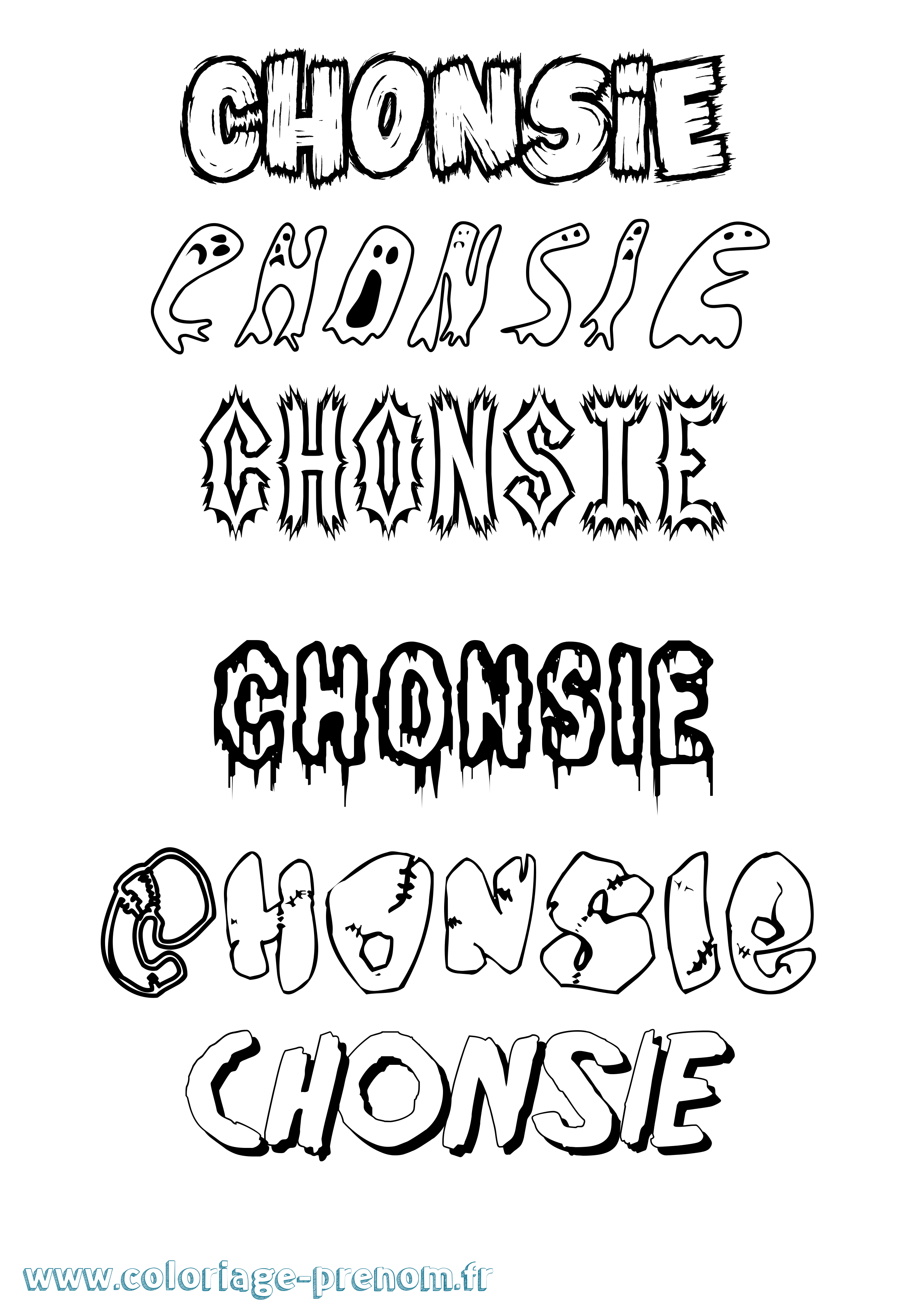 Coloriage Chonsie Frisson Coloriage prénom Chonsie Frisson