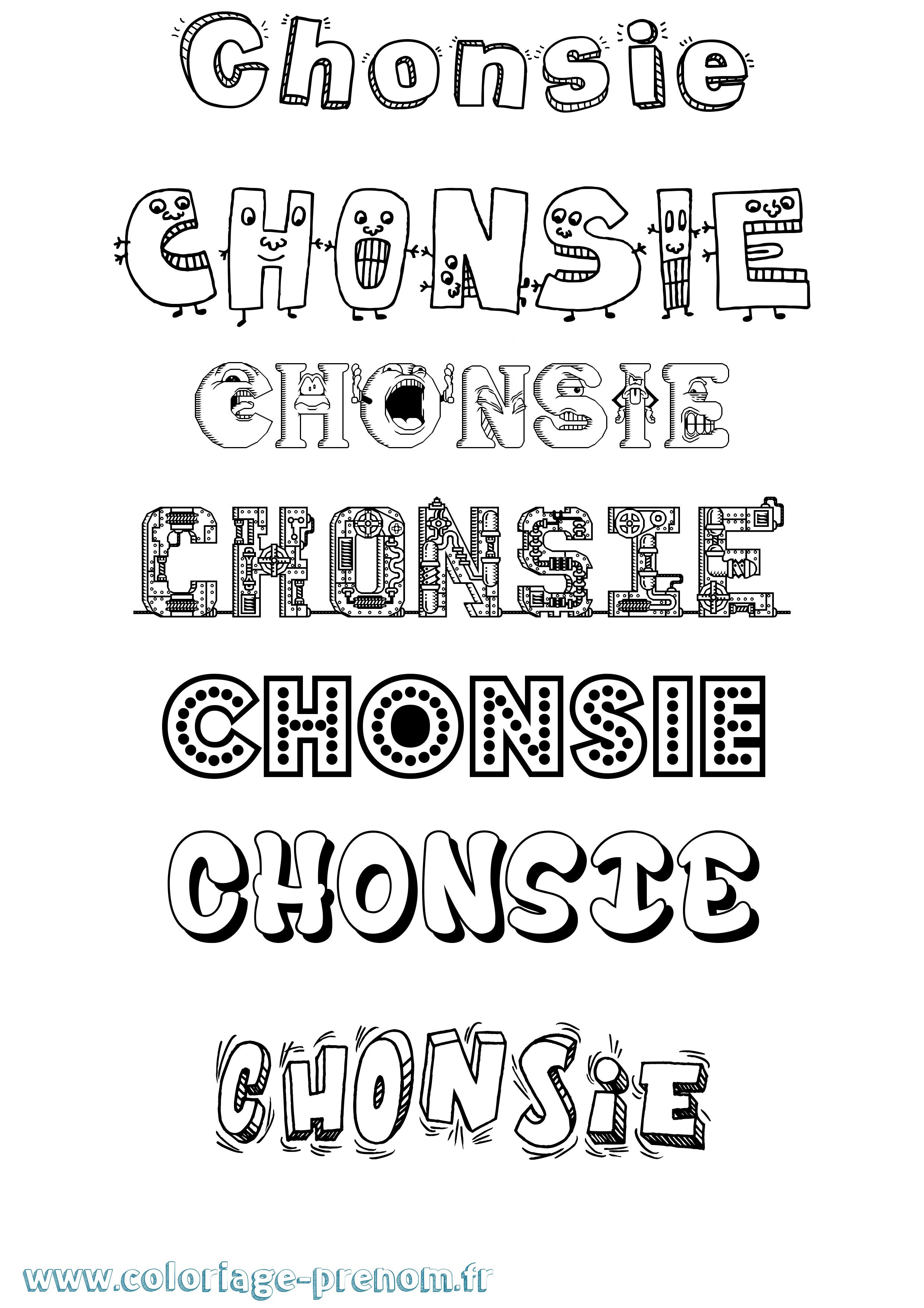 Coloriage Chonsie Fun Coloriage prénom Chonsie Fun
