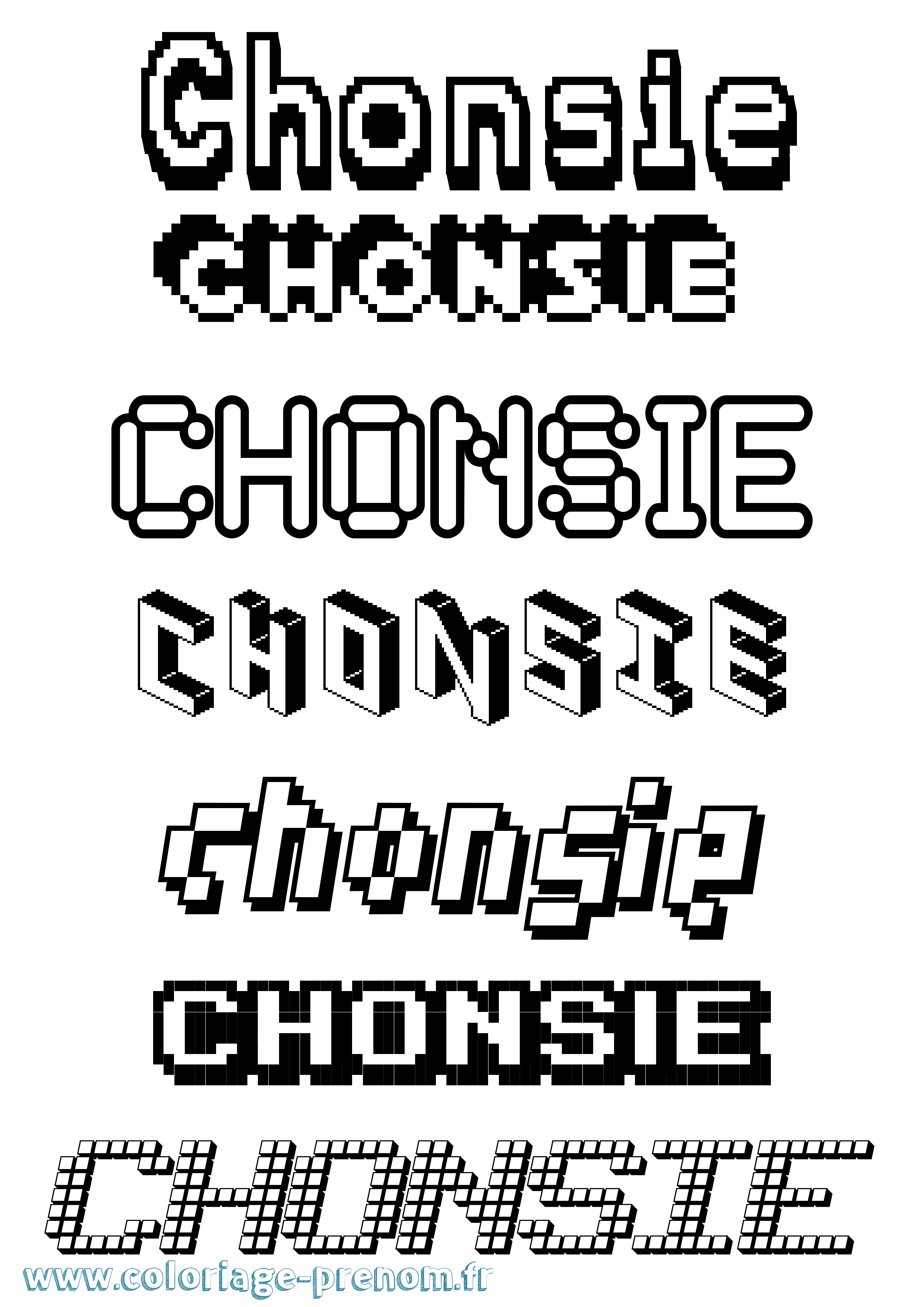 Coloriage Chonsie Pixel Coloriage prénom Chonsie Pixel