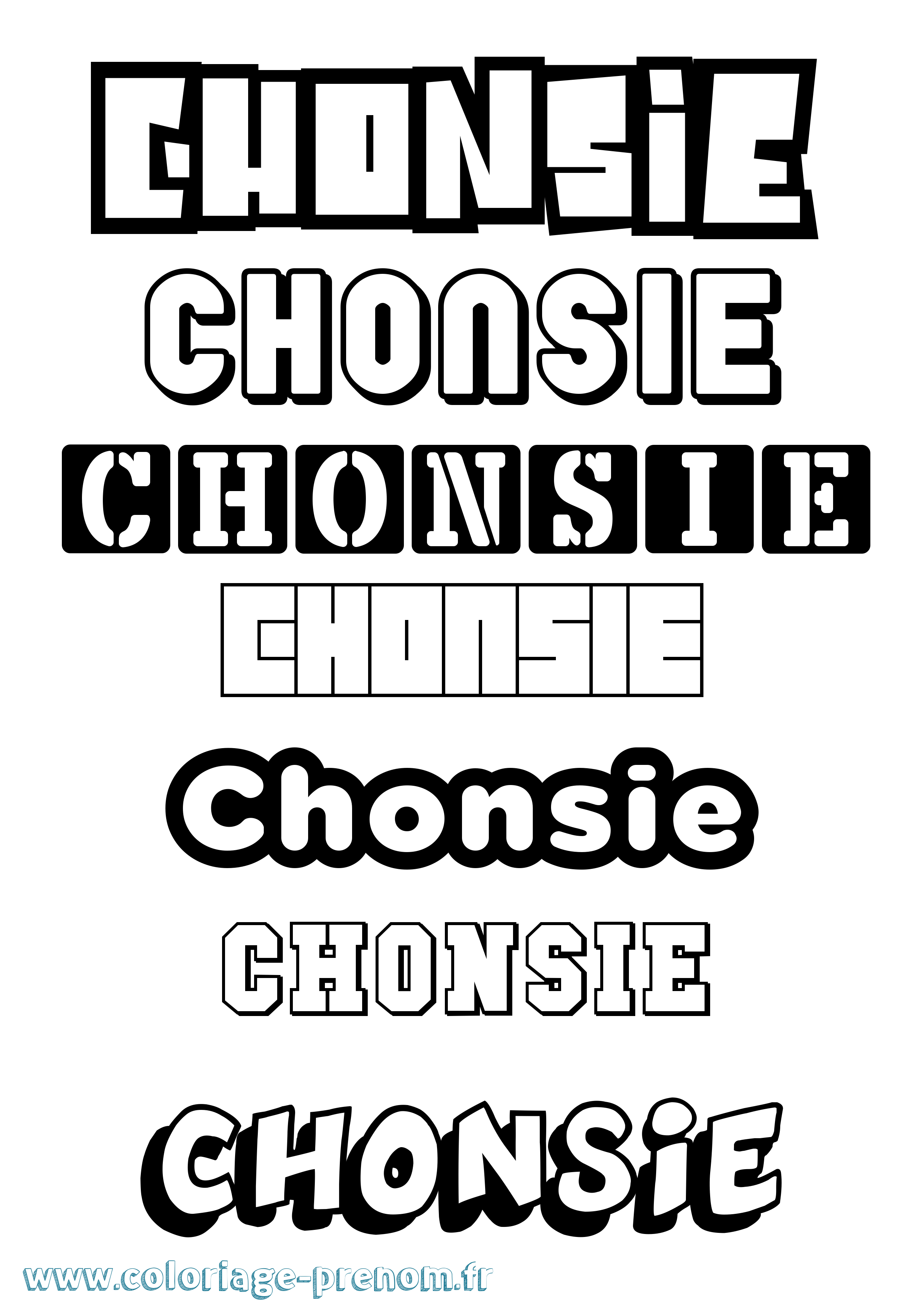 Coloriage Chonsie Simple Coloriage prénom Chonsie Simple