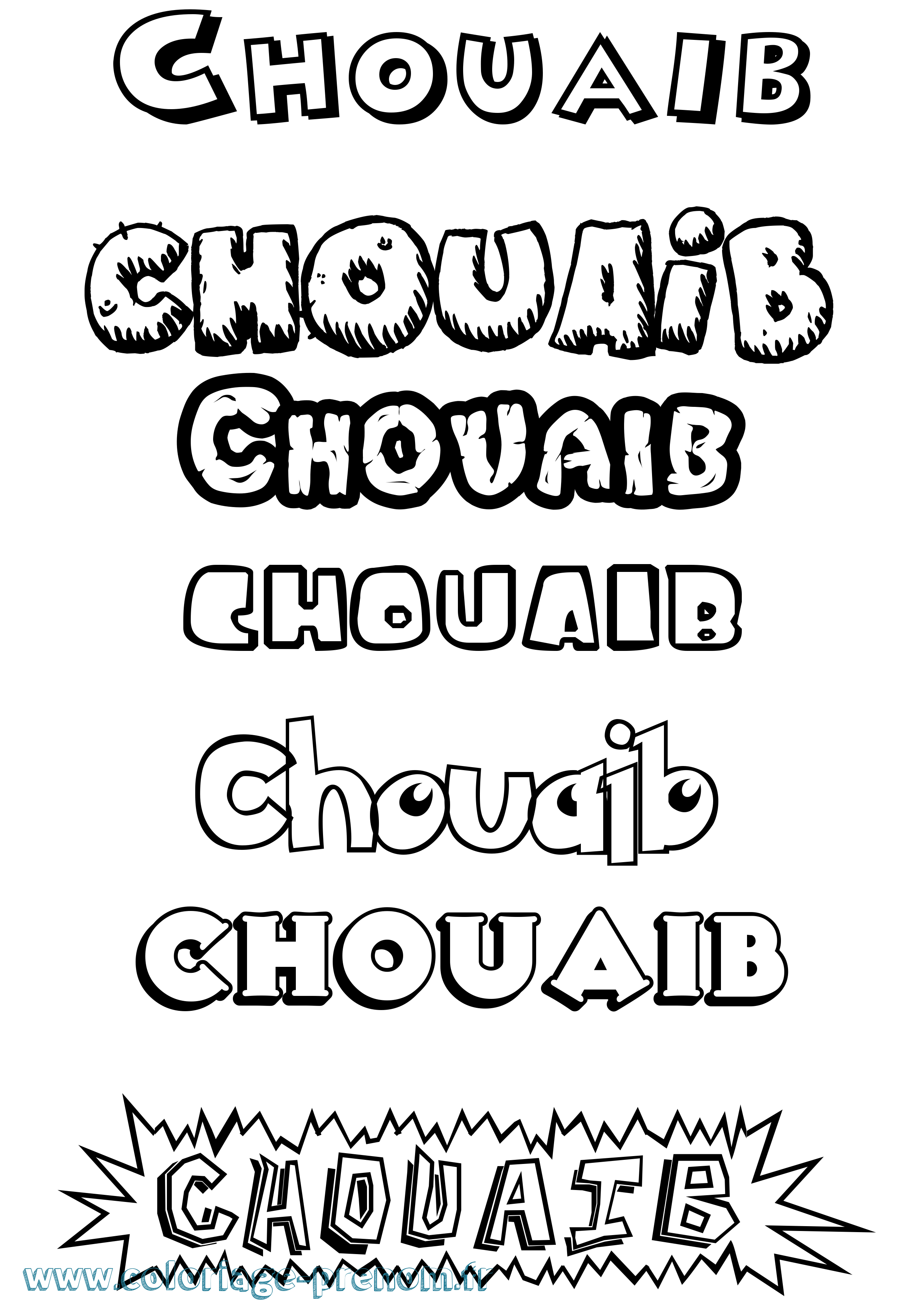Coloriage Chouaib Dessin Animé Coloriage prénom Chouaib Dessin Animé
