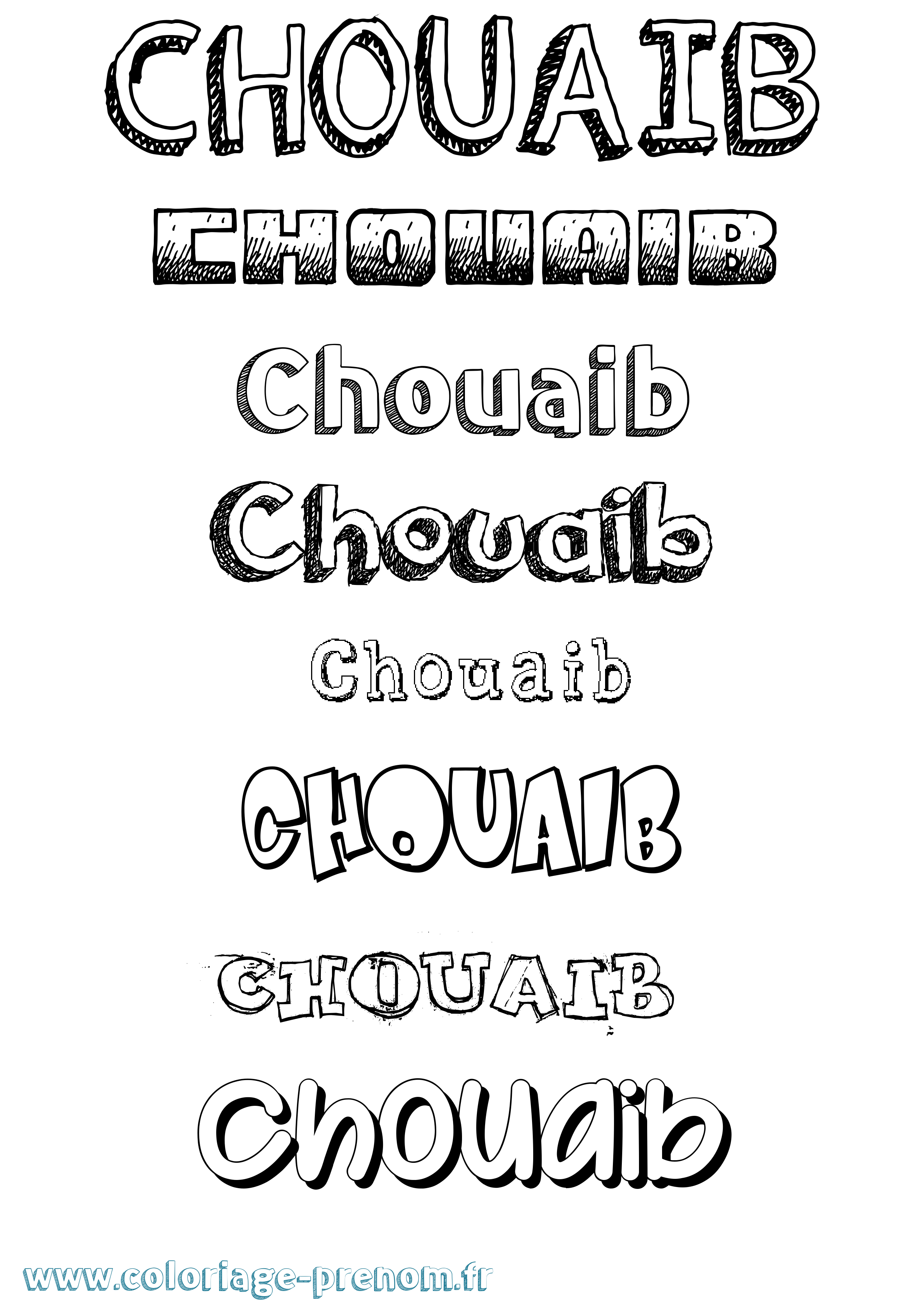Coloriage Chouaib Dessiné Coloriage prénom Chouaib Dessiné