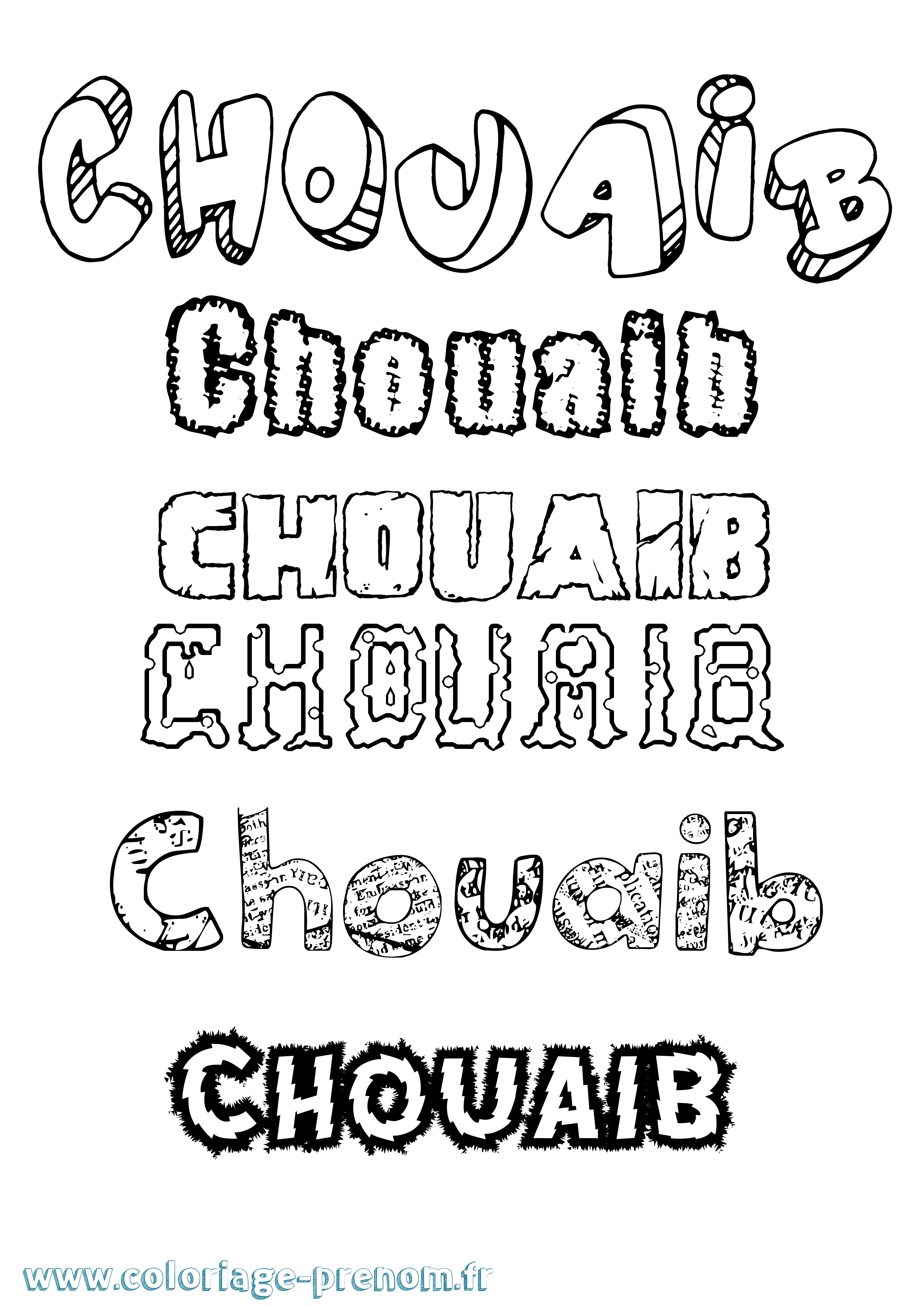 Coloriage Chouaib Destructuré Coloriage prénom Chouaib Destructuré