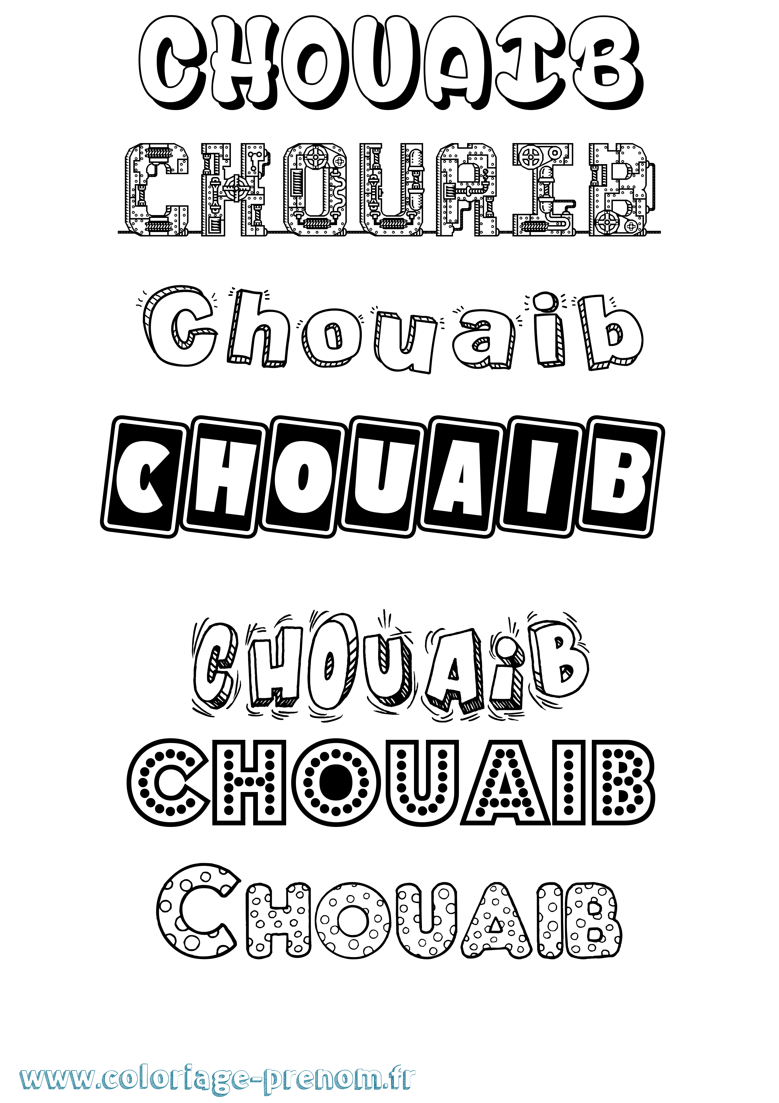 Coloriage Chouaib Fun Coloriage prénom Chouaib Fun