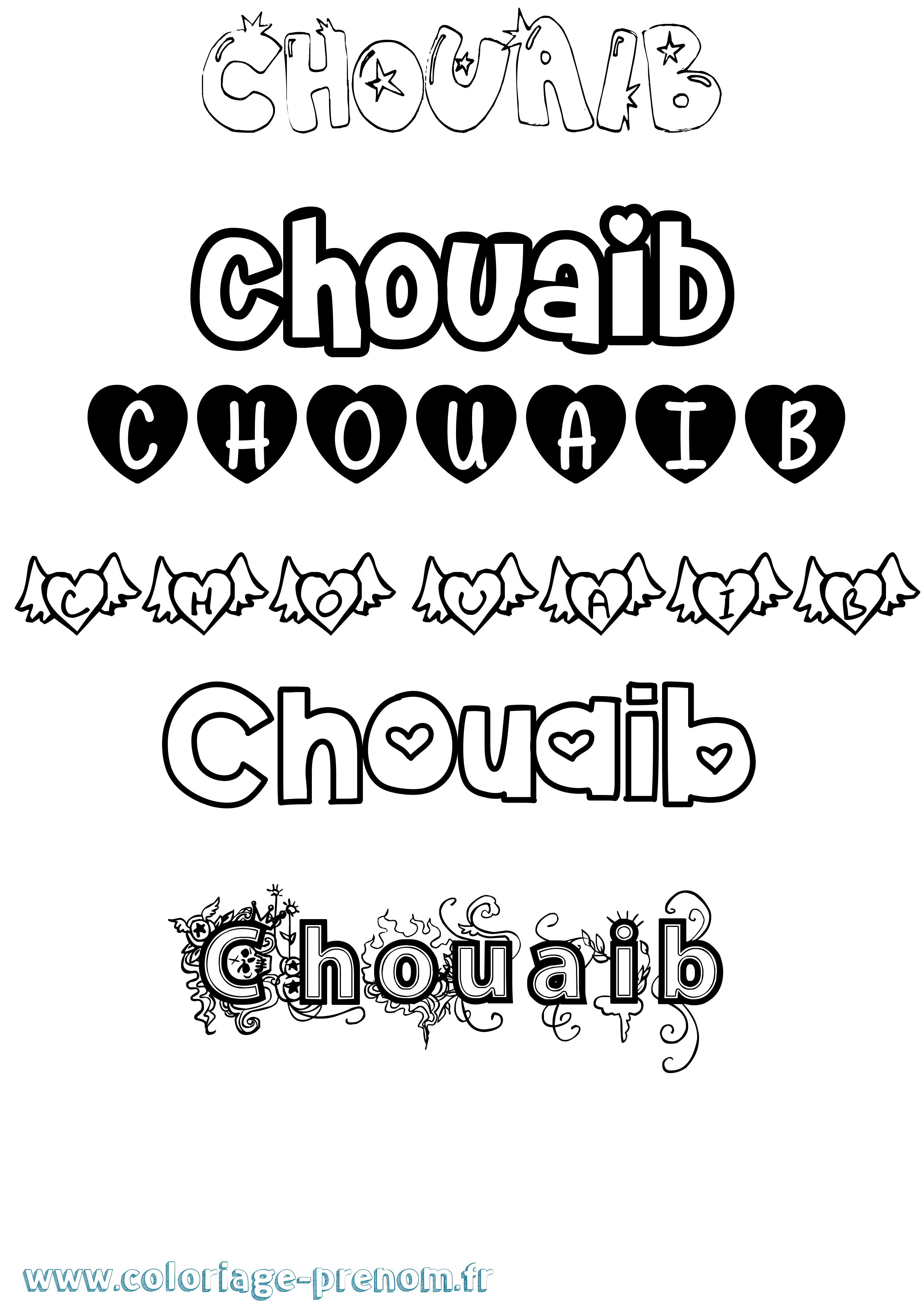 Coloriage Chouaib Girly Coloriage prénom Chouaib Girly