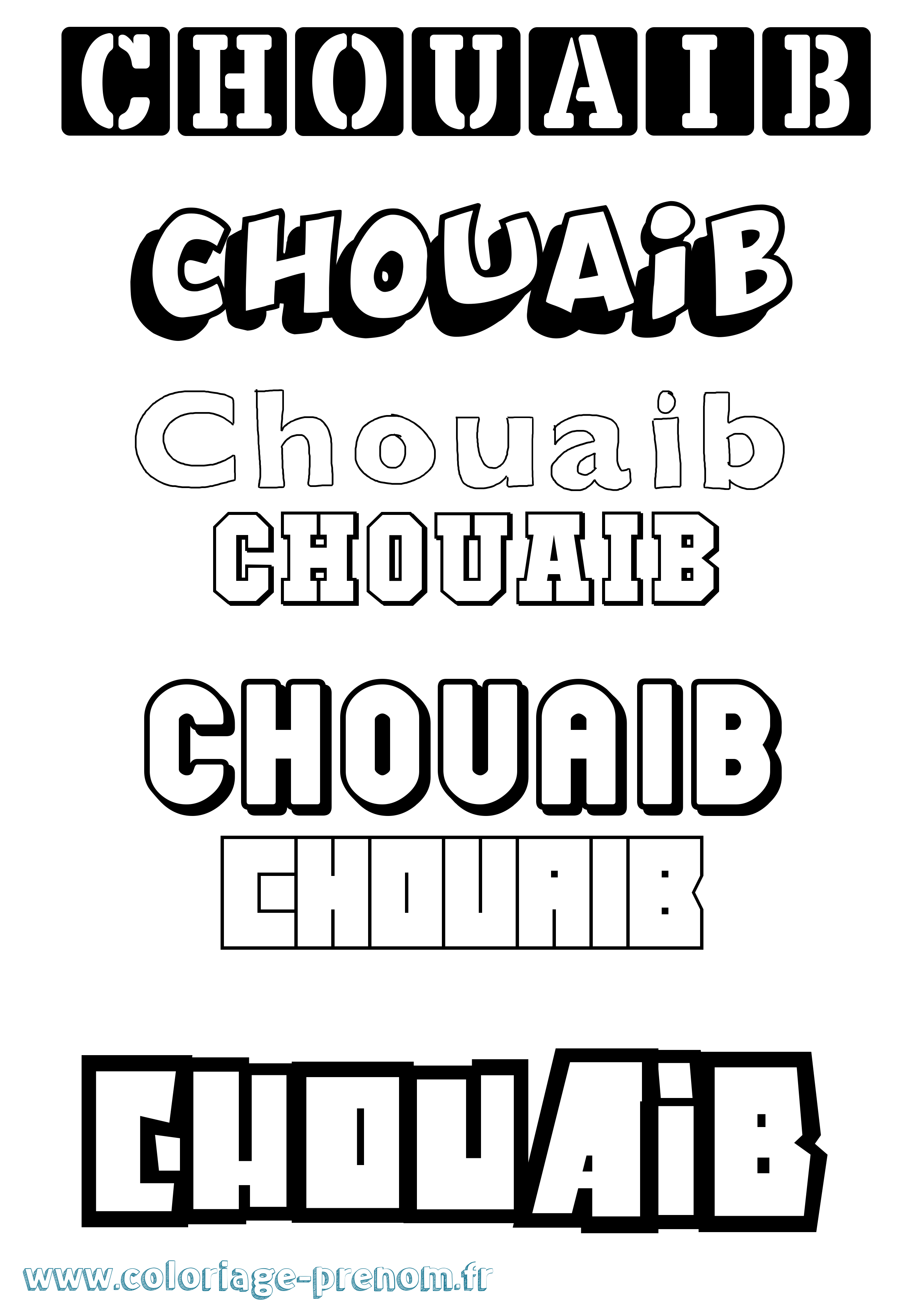 Coloriage Chouaib Simple Coloriage prénom Chouaib Simple