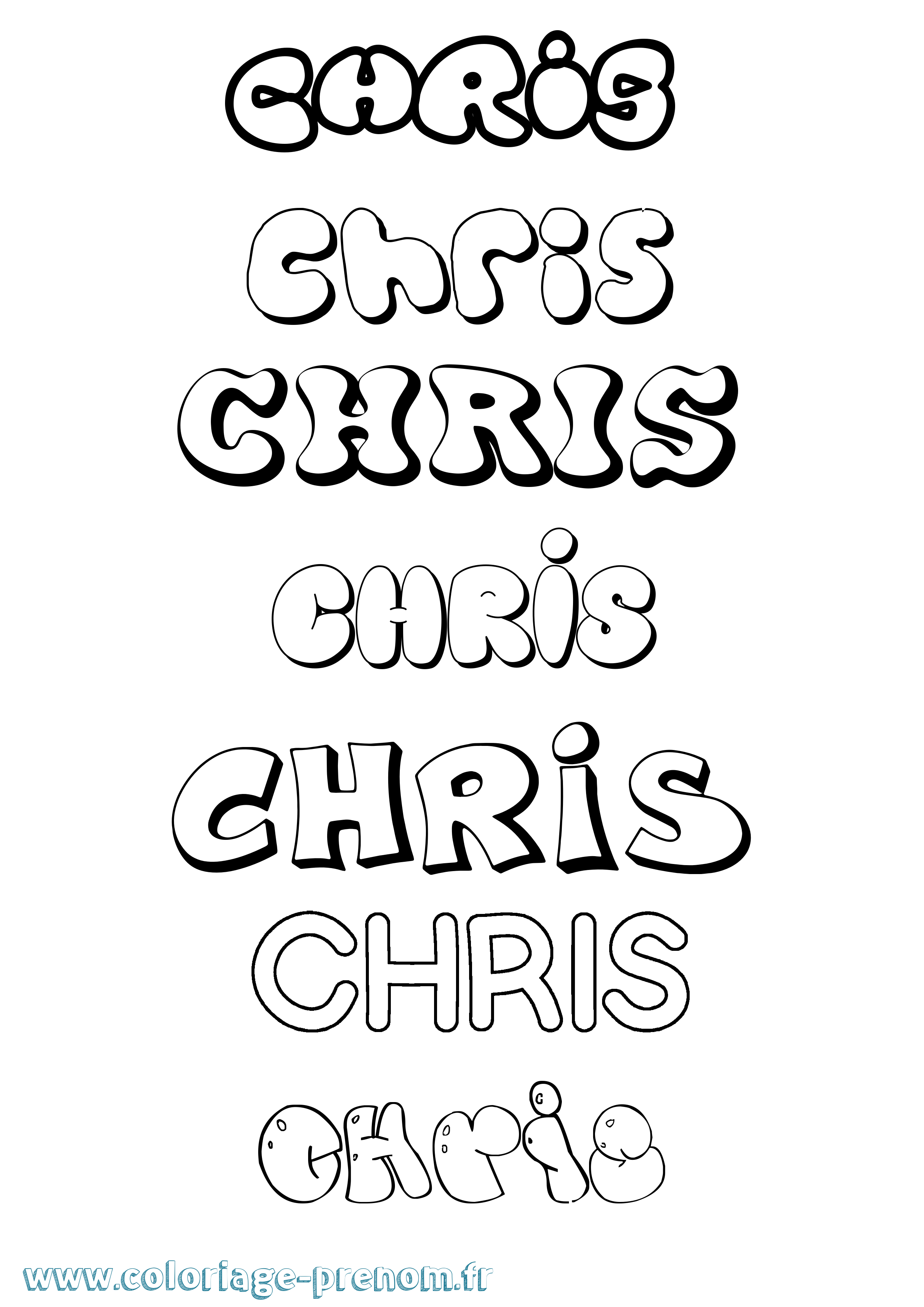 Coloriage Chris Bubble Coloriage prénom Chris Bubble