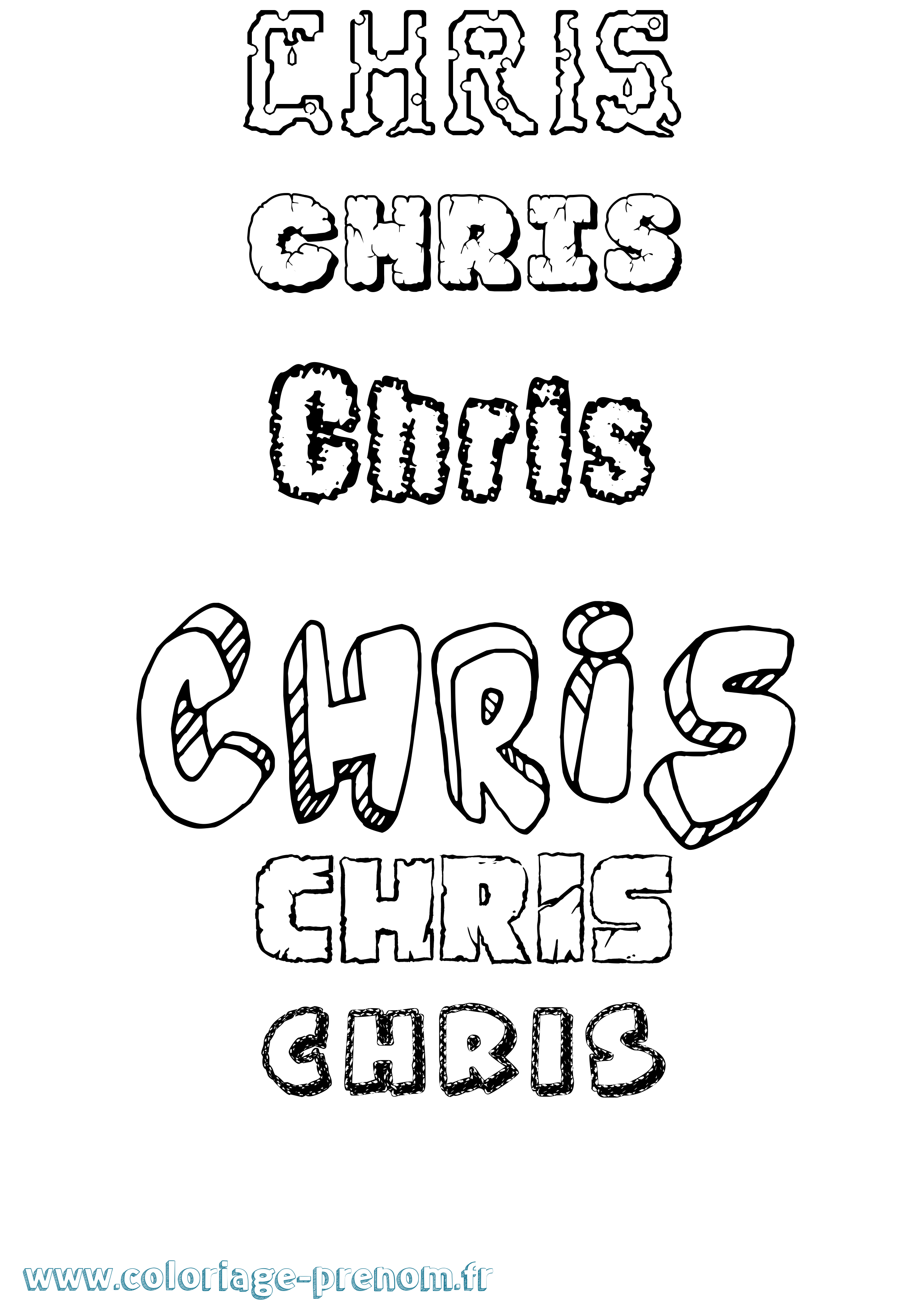 Coloriage Chris Destructuré Coloriage prénom Chris Destructuré