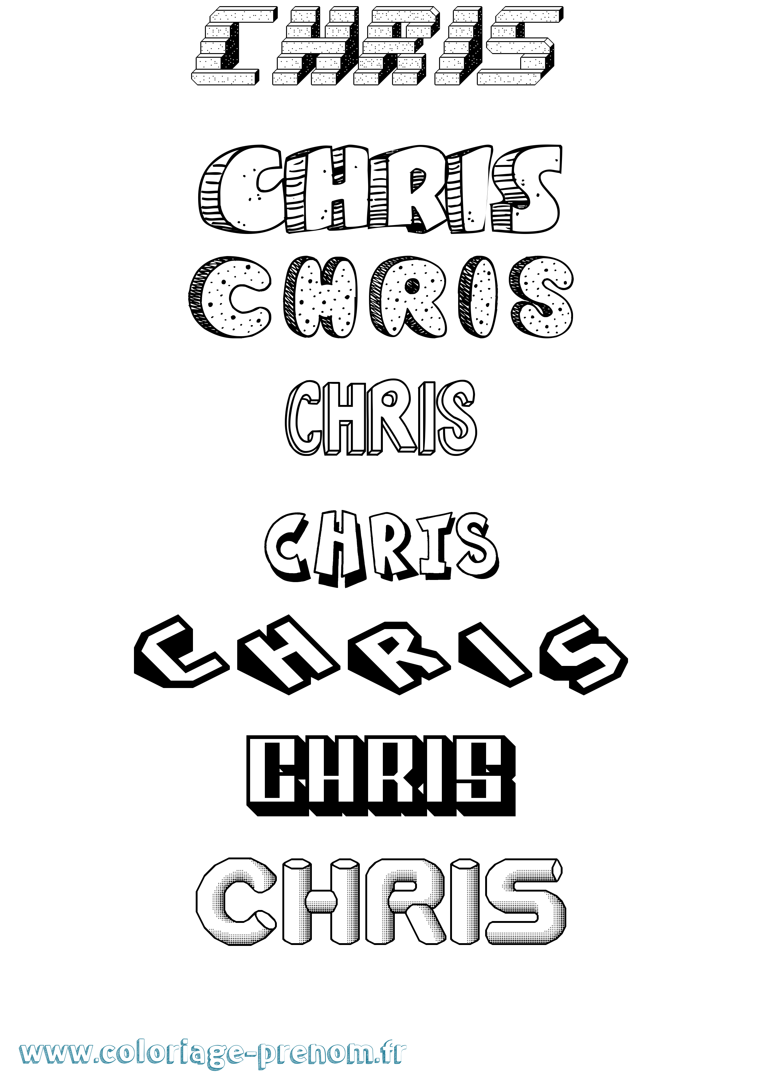 Coloriage Chris Effet 3D Coloriage prénom Chris Effet 3D