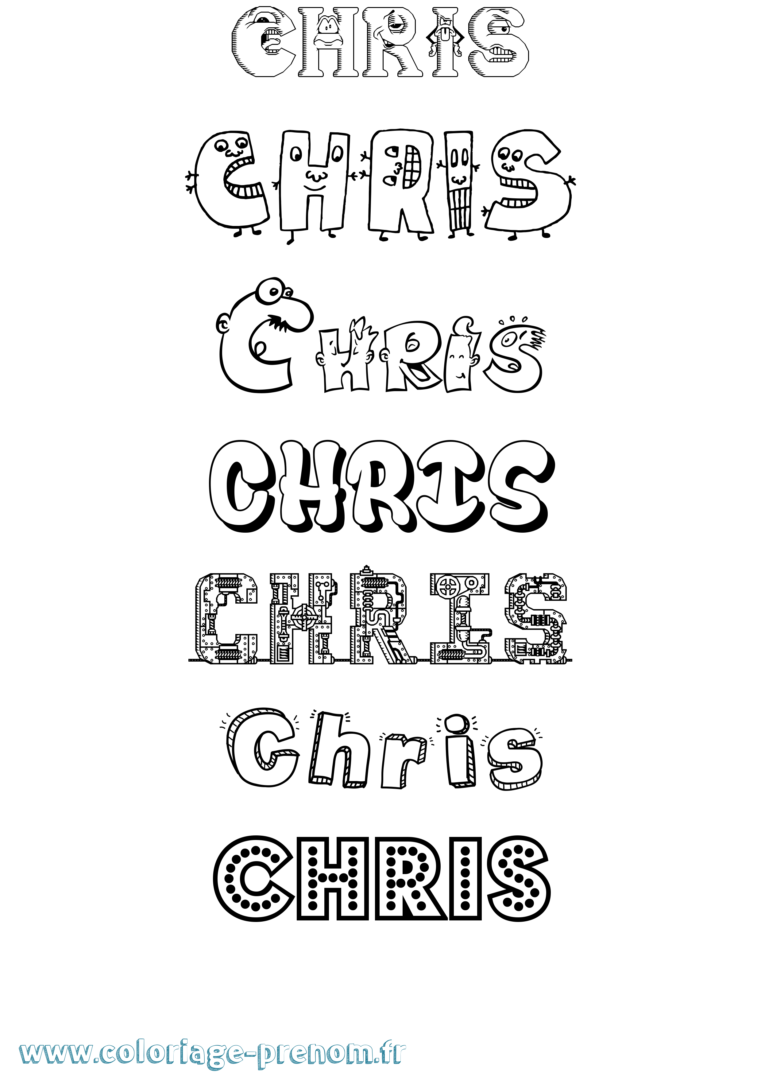 Coloriage prénom Chris Fun