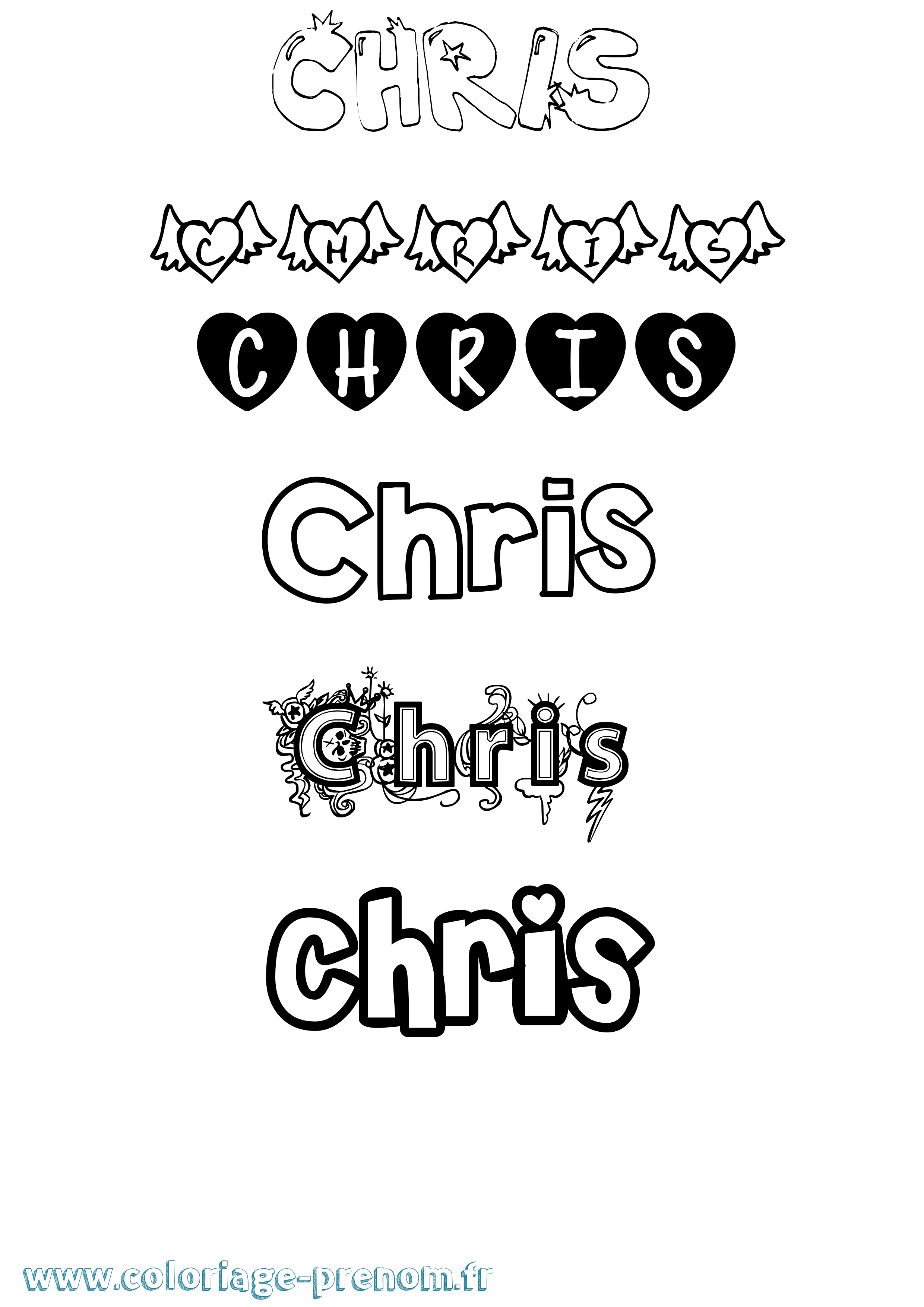 Coloriage Chris Girly Coloriage prénom Chris Girly