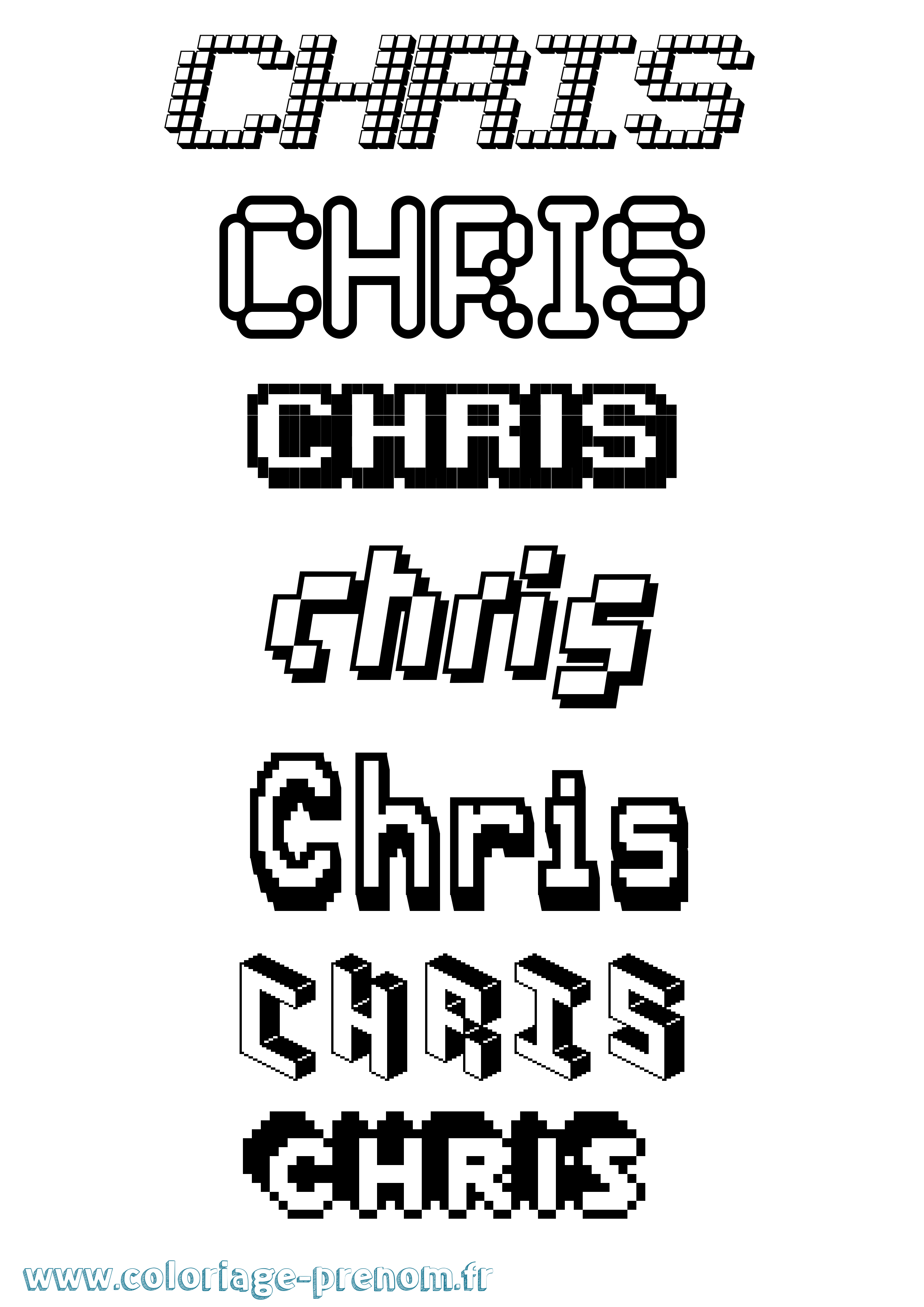 Coloriage Chris Pixel Coloriage prénom Chris Pixel