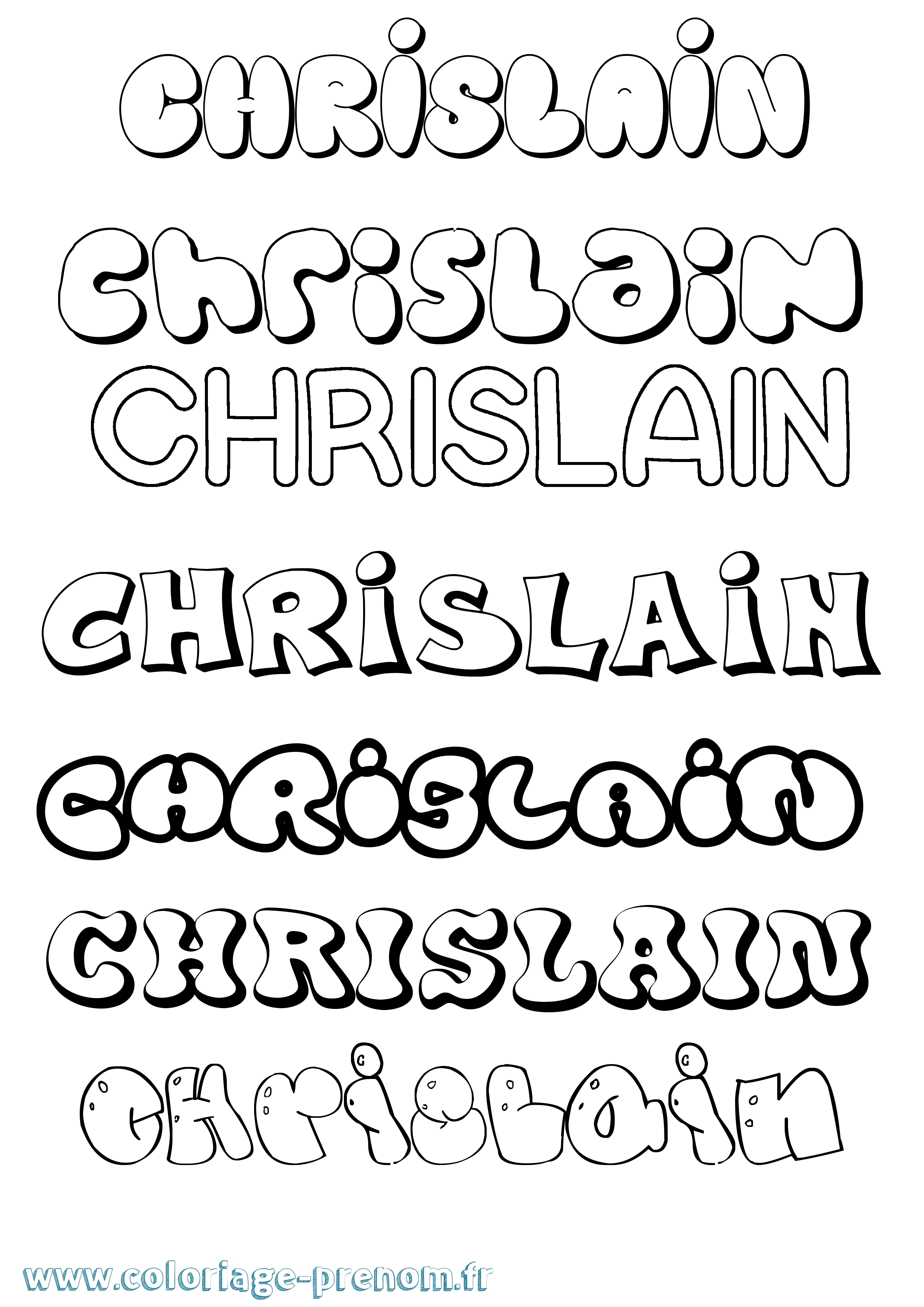 Coloriage prénom Chrislain Bubble